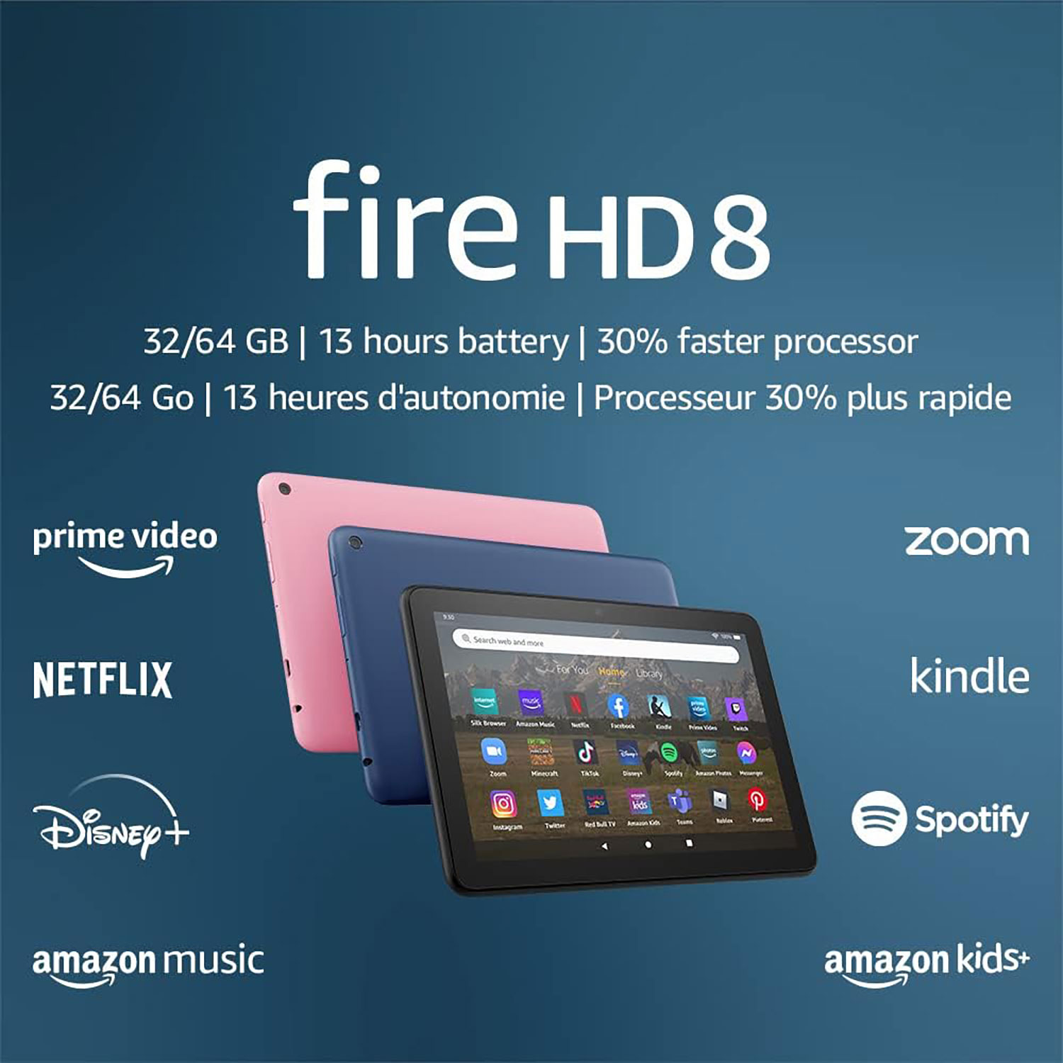 Tablette Fire HD 8, écran HD 8 (20,3 cm), 32 Go…