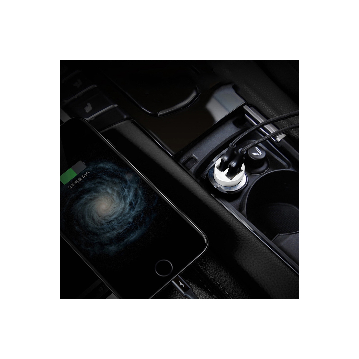 axGear Car Charger with 2 USB Ports 12-24V Input 5V 3.1A Output White