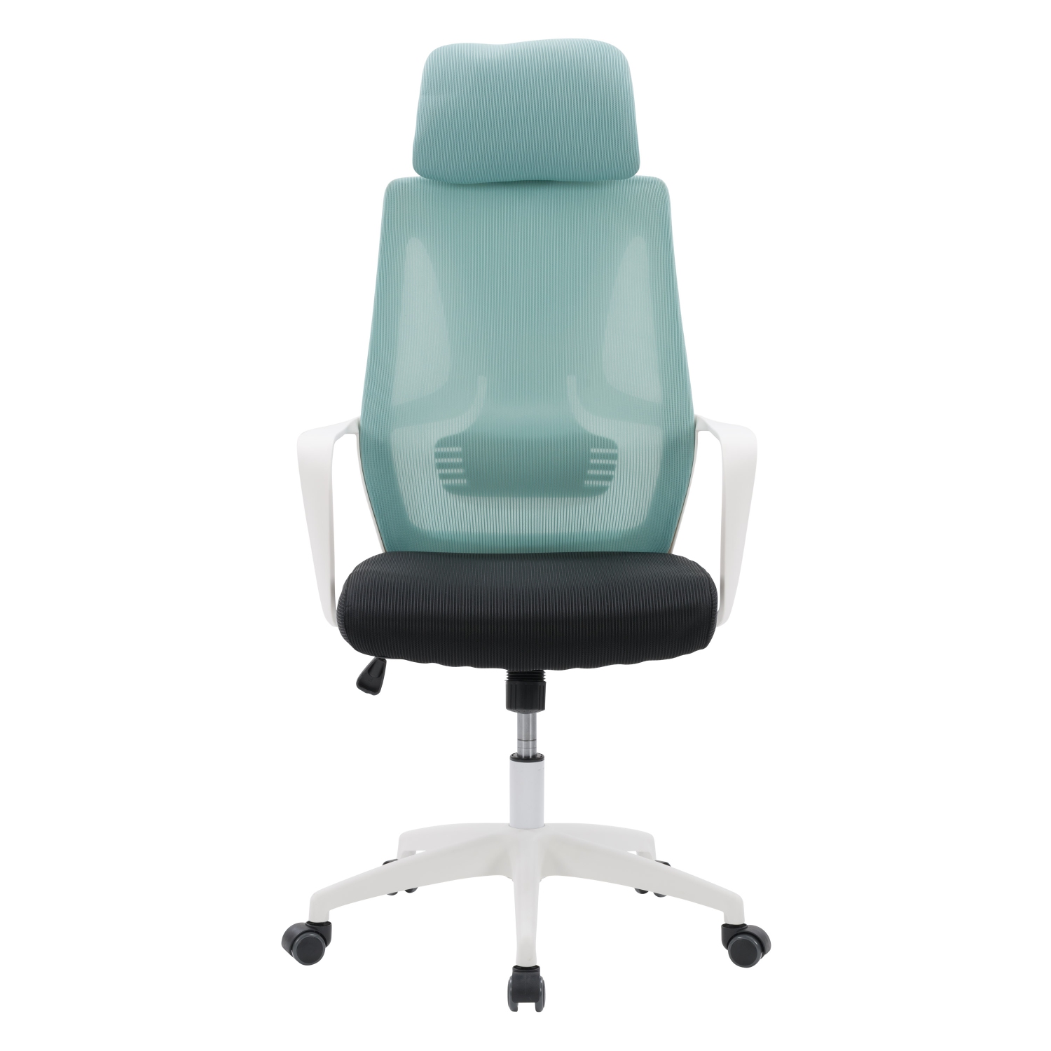 Fauteuil de bureau à dossier en maille turquoise et blanc