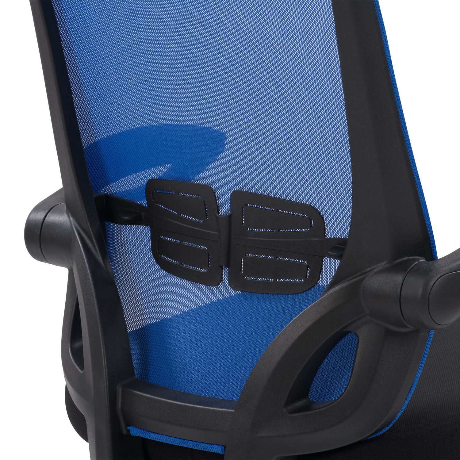 Fauteuil de bureau à haut dossier en maille bleu