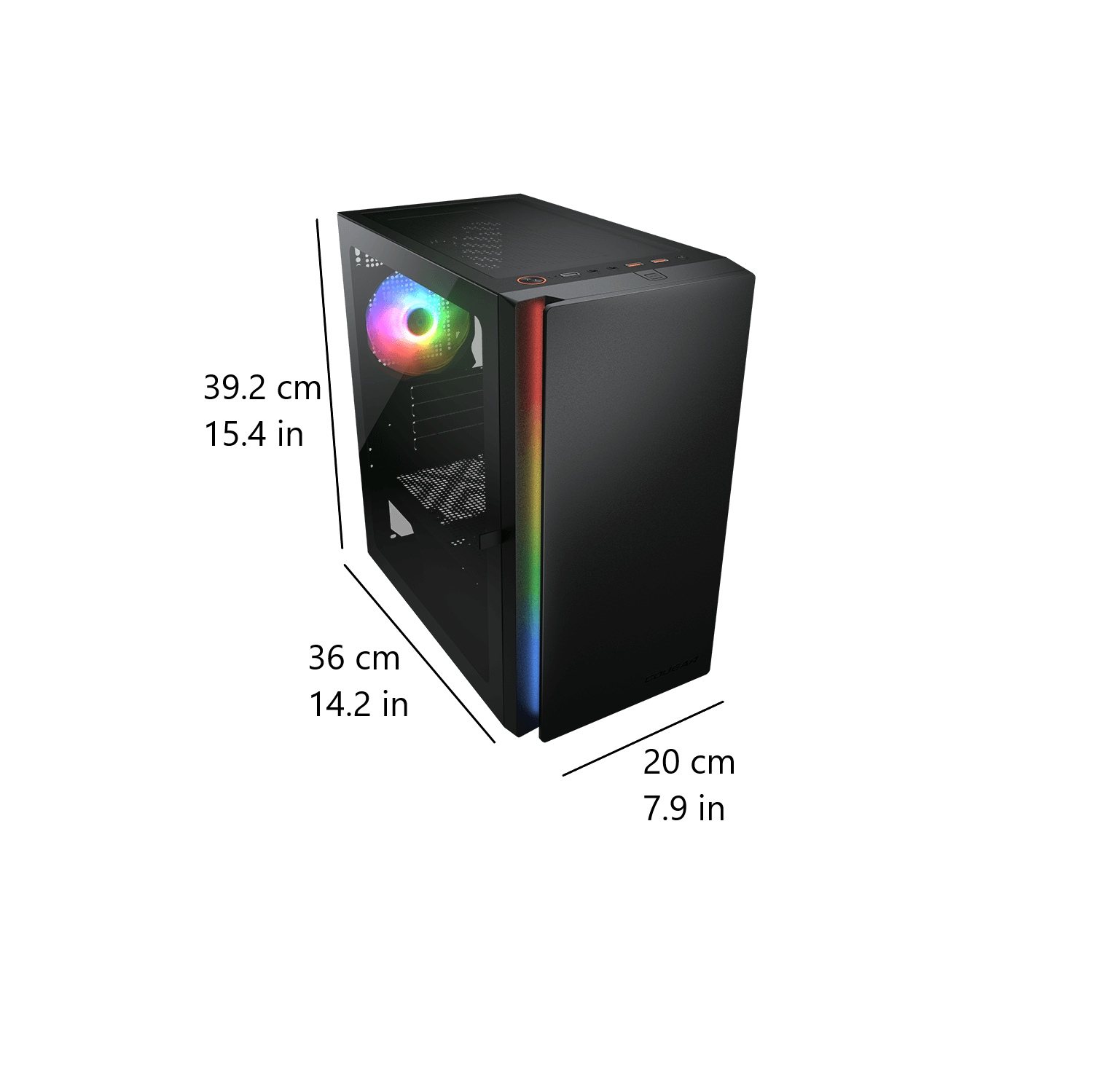 Cougar Purity RGB Mini ATX Computer Case, Tempered Glass Side Panel, 1x 120mm ARGB Fan Pre-Installed, Black