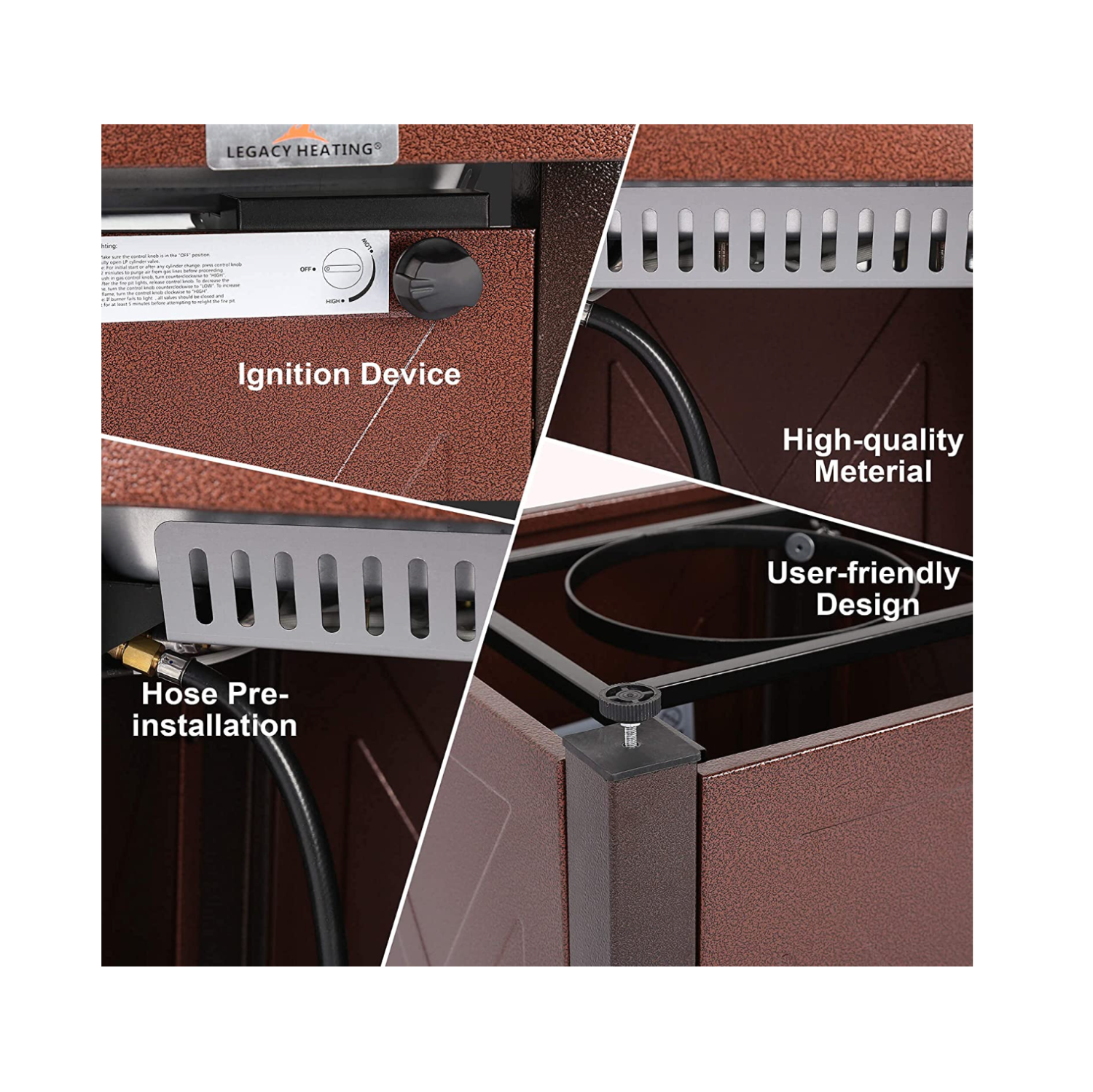 Legacy Heating 28 inch 50,000 BTU Wicker Square Propane Fire Pit Table - Brown - 79288049