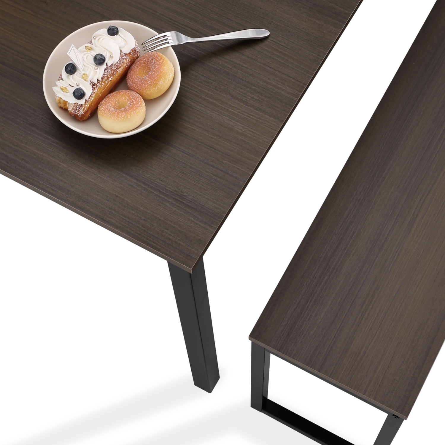 Ensemble de table de salle à manger pour 4 - Table de cuisine moderne en bois avec deux bancs Ensemble 3 pièces Table de cuisine Ensemble à déjeuner