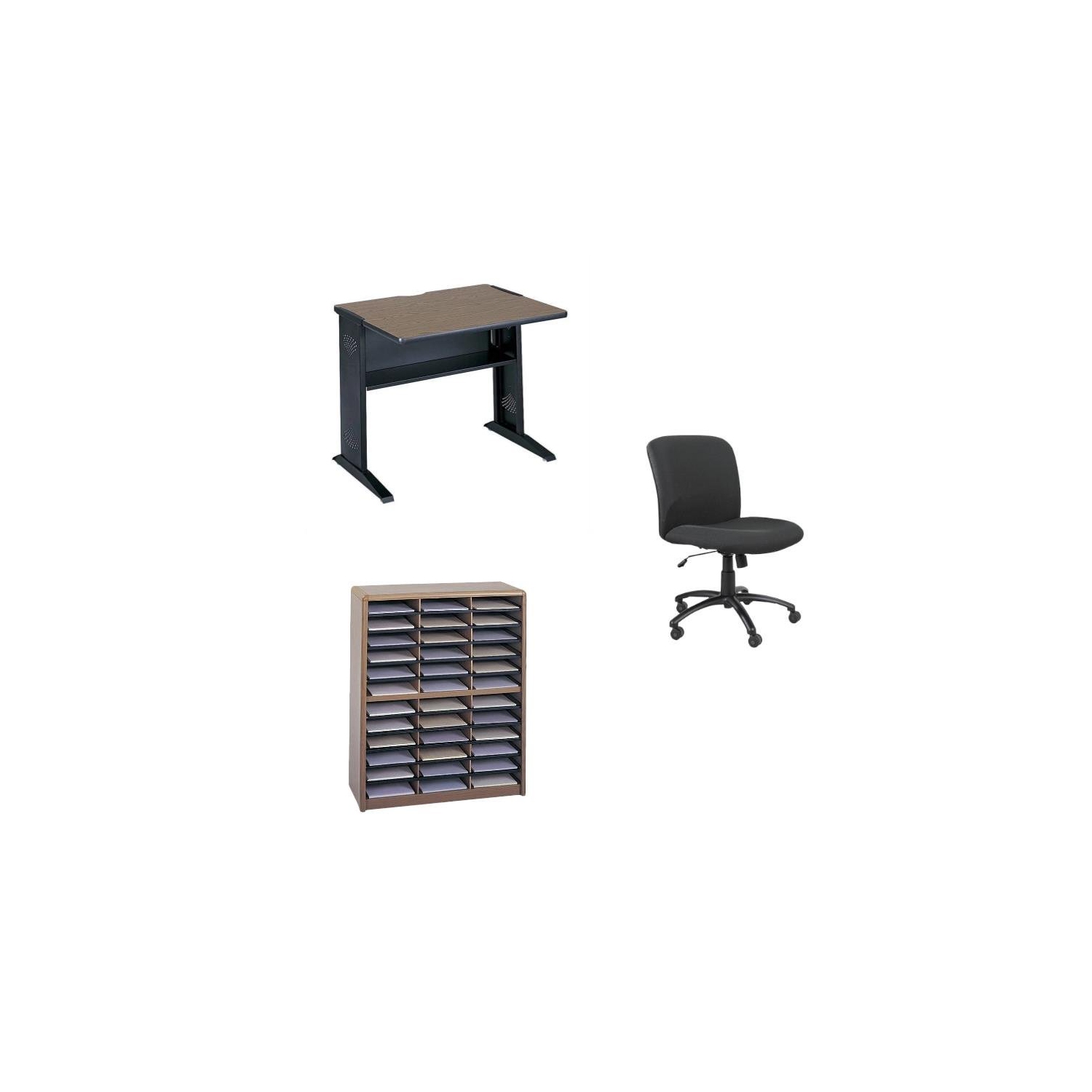 3 Piece Office Set Credenza Desk and File Organizer and Office Chair