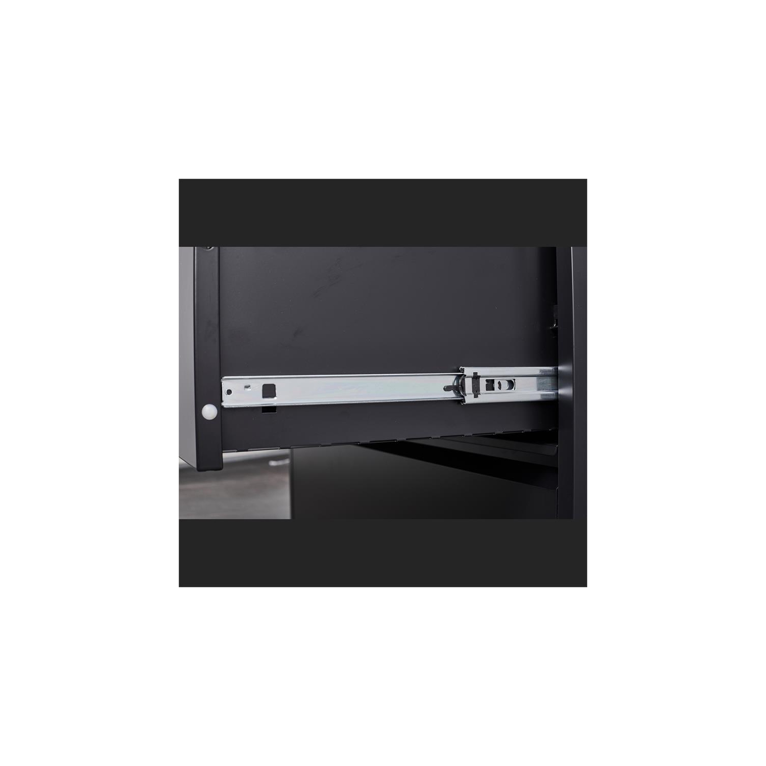 GangMei – Classeur latéral à 2 tiroirs avec serrure, acier et verrouillage, noir