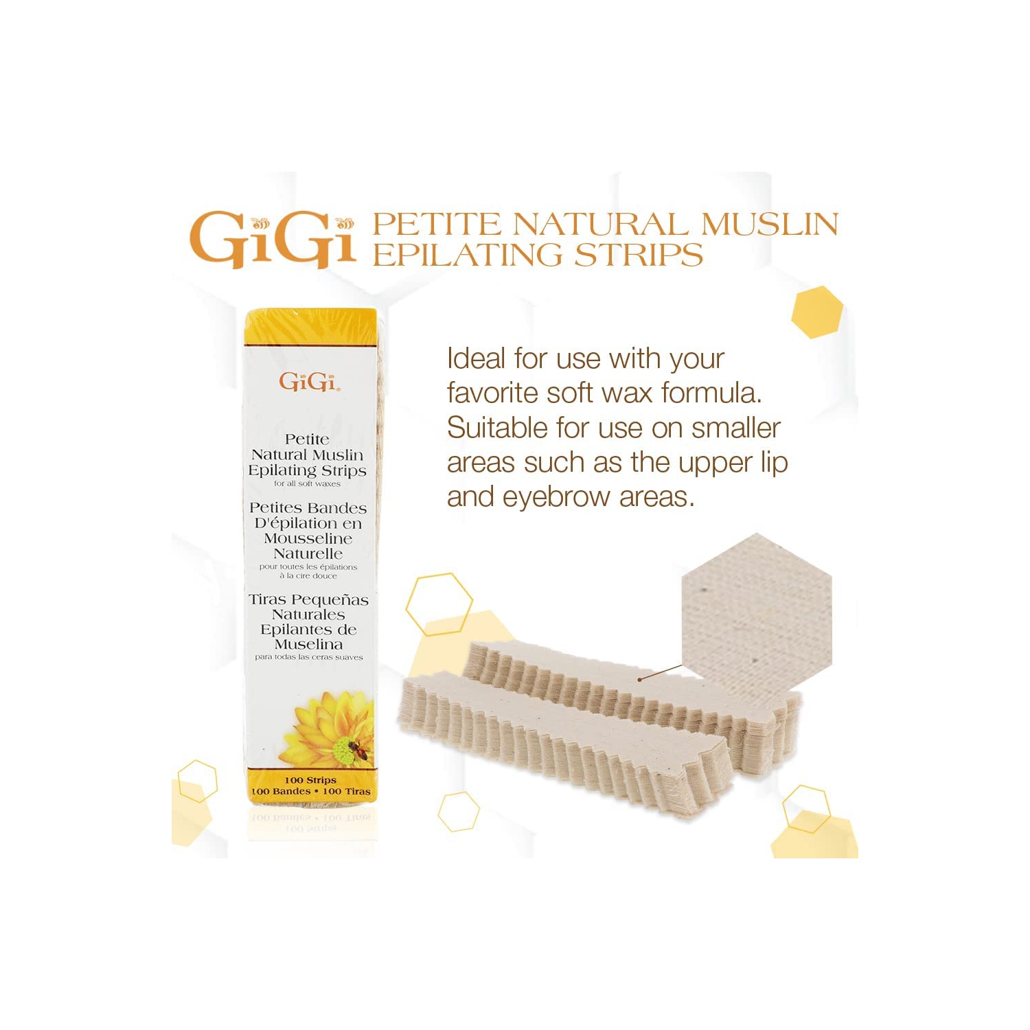 Gigi Natural Muslin Epilating Strips, Petite, 100 strips, 1 Count