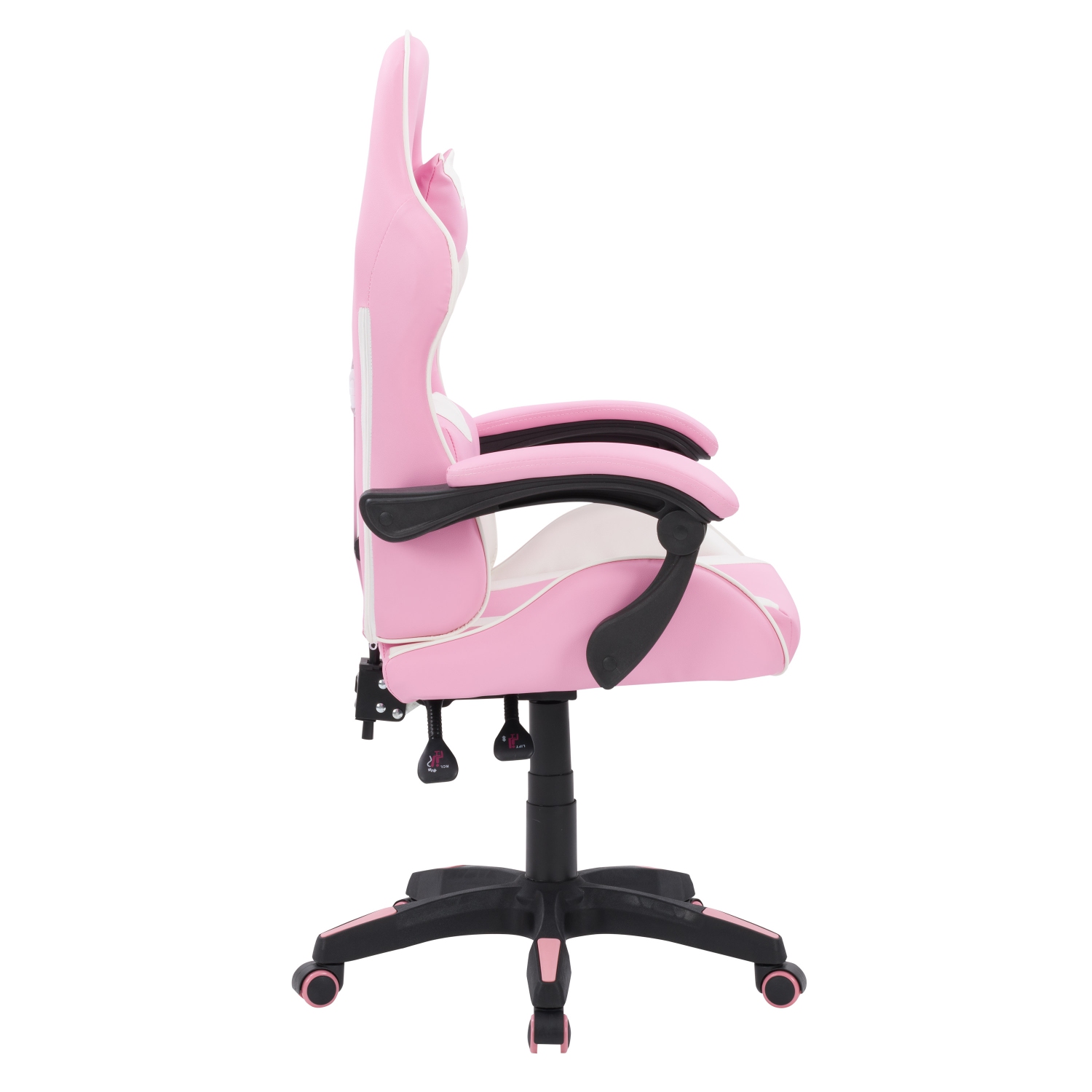 CorLiving Ravagers Comfortable Ergonomic Adjustable Gaming Chair, Pink and White