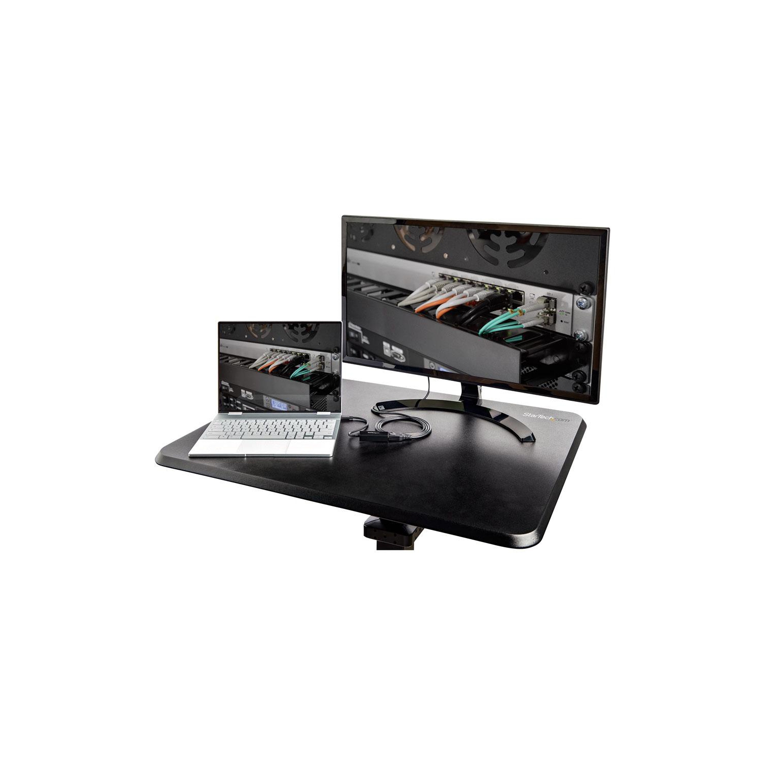 Startech Mobile Standing Desk-Portable Sit Stand Ergonomic Height Adjustable Cart on Wheels -