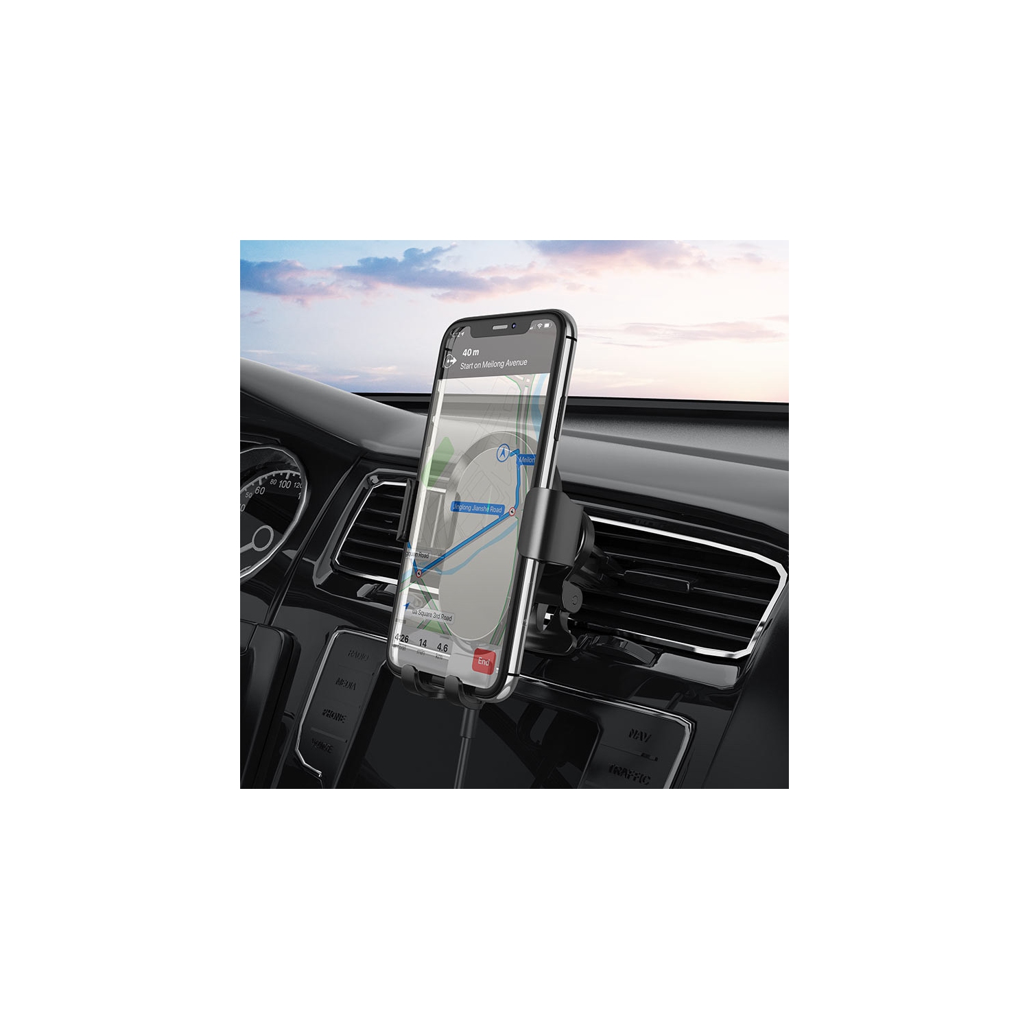 Chargeur rapide sans fil universel support de téléphone portable de voiture support de montage de sortie d'aération pour iPhone Samsung Smartphones