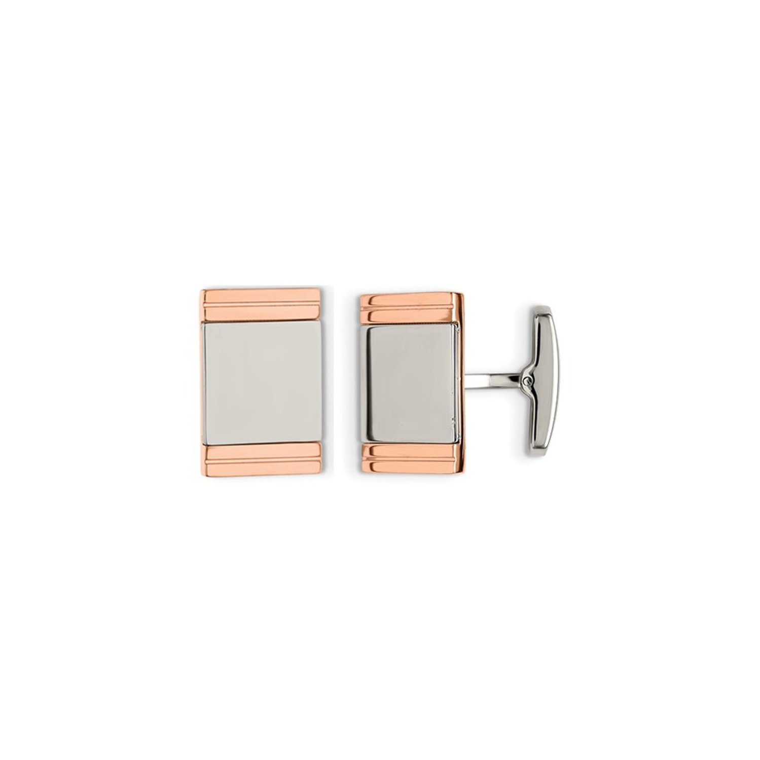 Rose Plated Stainless Steel Polished Cuff Links