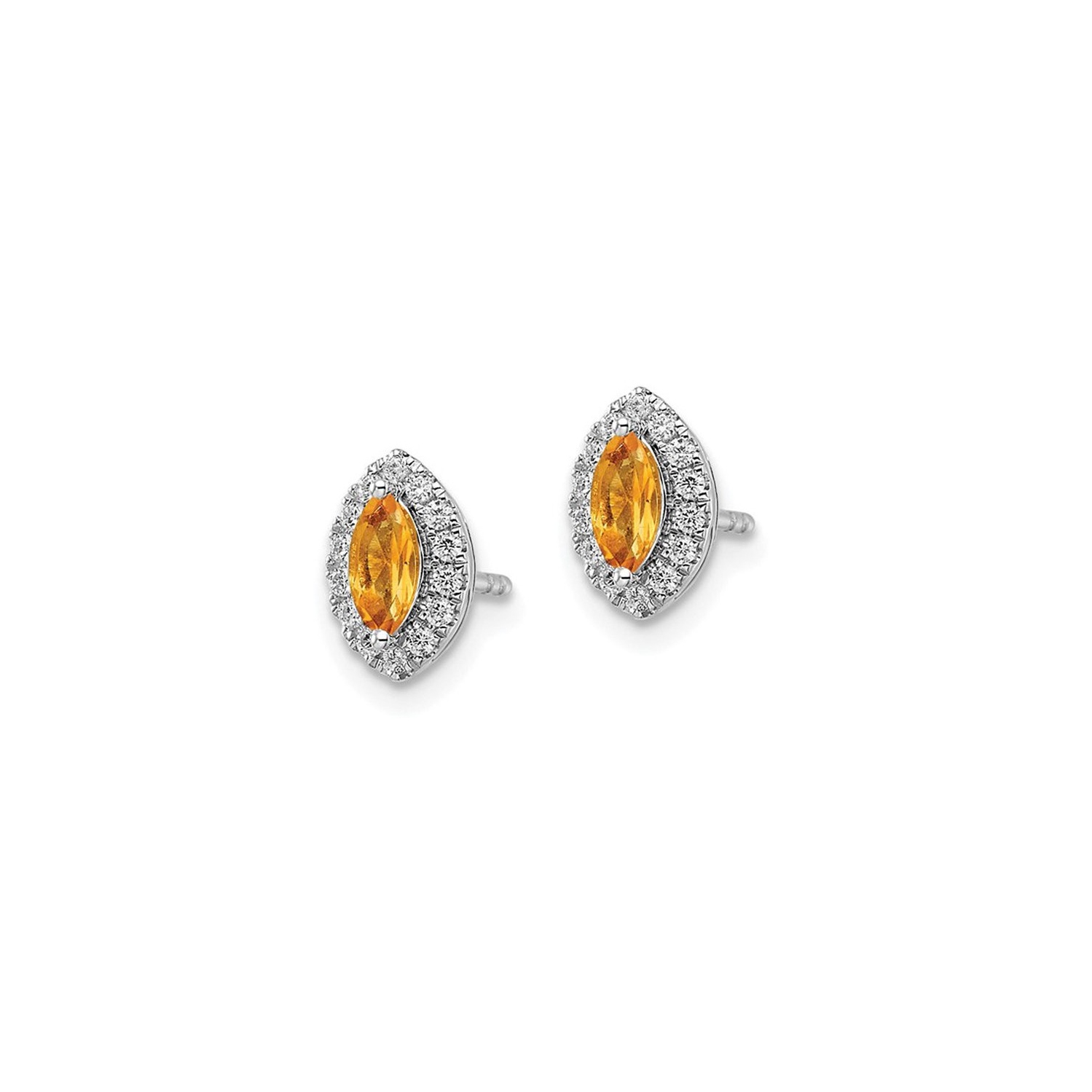 2/5 Carat Citrine Halo Earrings in 14K White Gold with Lab-Grown Diamonds