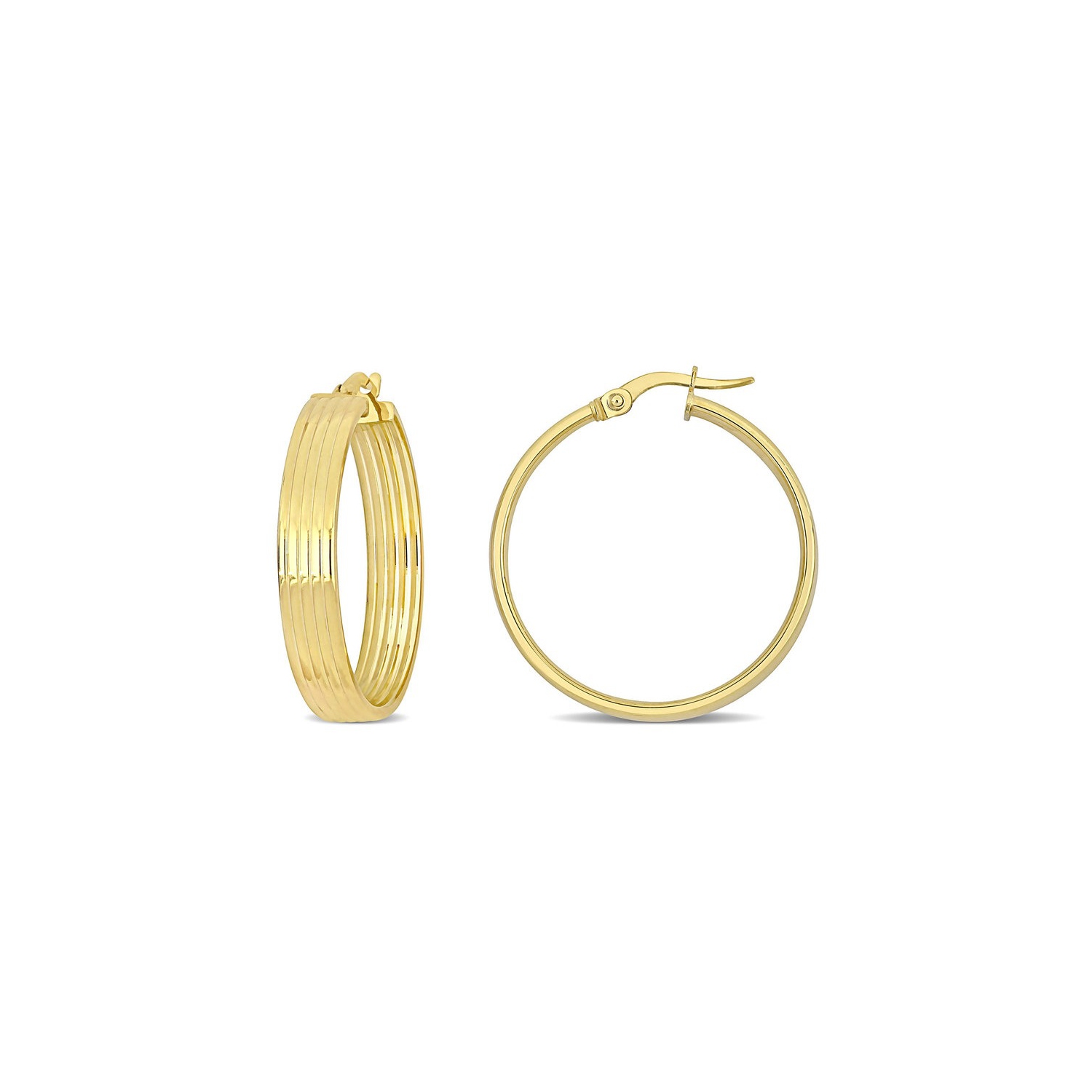 14K Yellow Gold Five Row Hoop Earrings