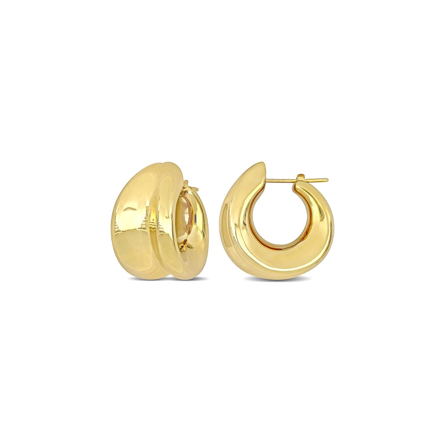 14K Yellow Gold Huggie Hoop Earrings