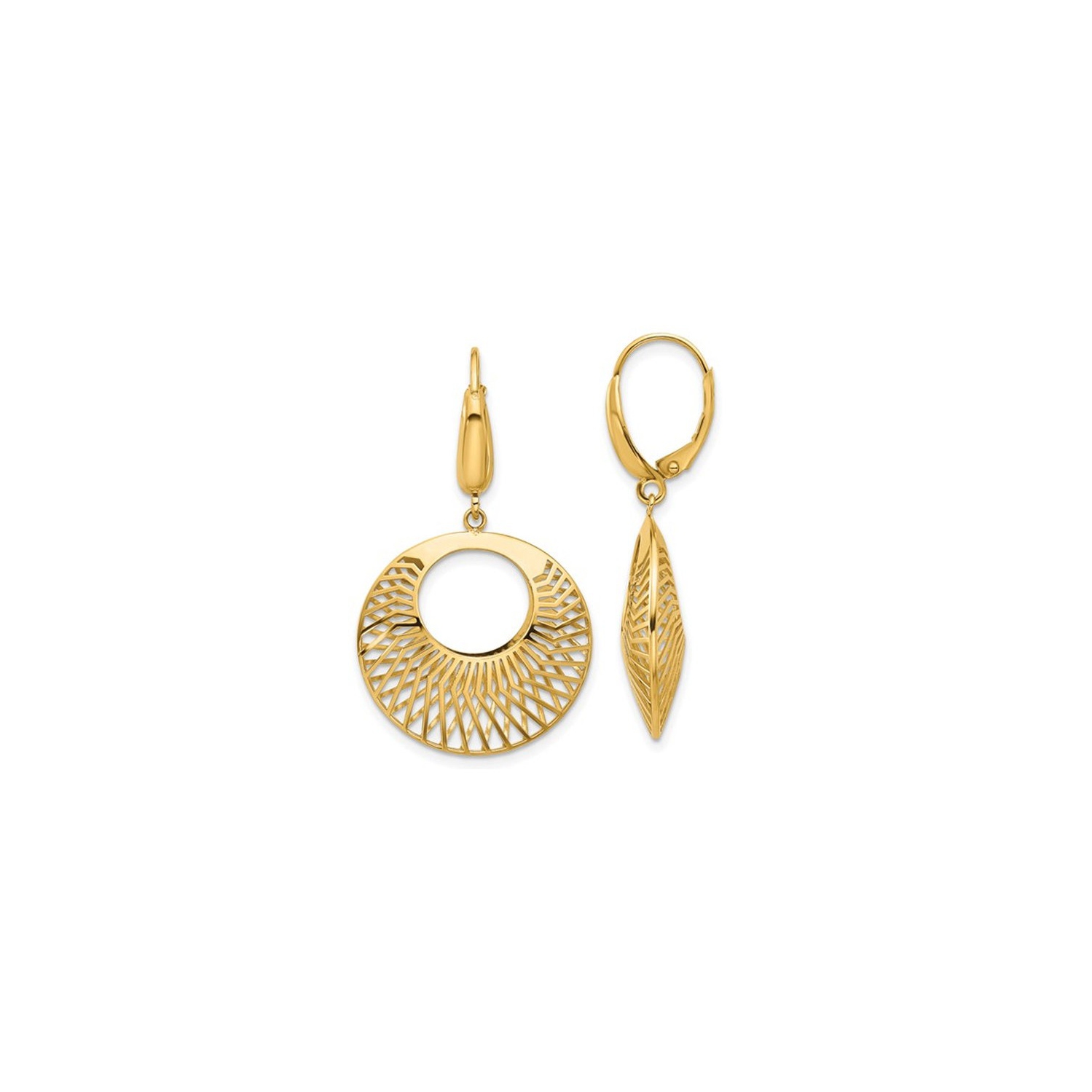Boucles d'oreilles en ornée polies en or jaune 14K