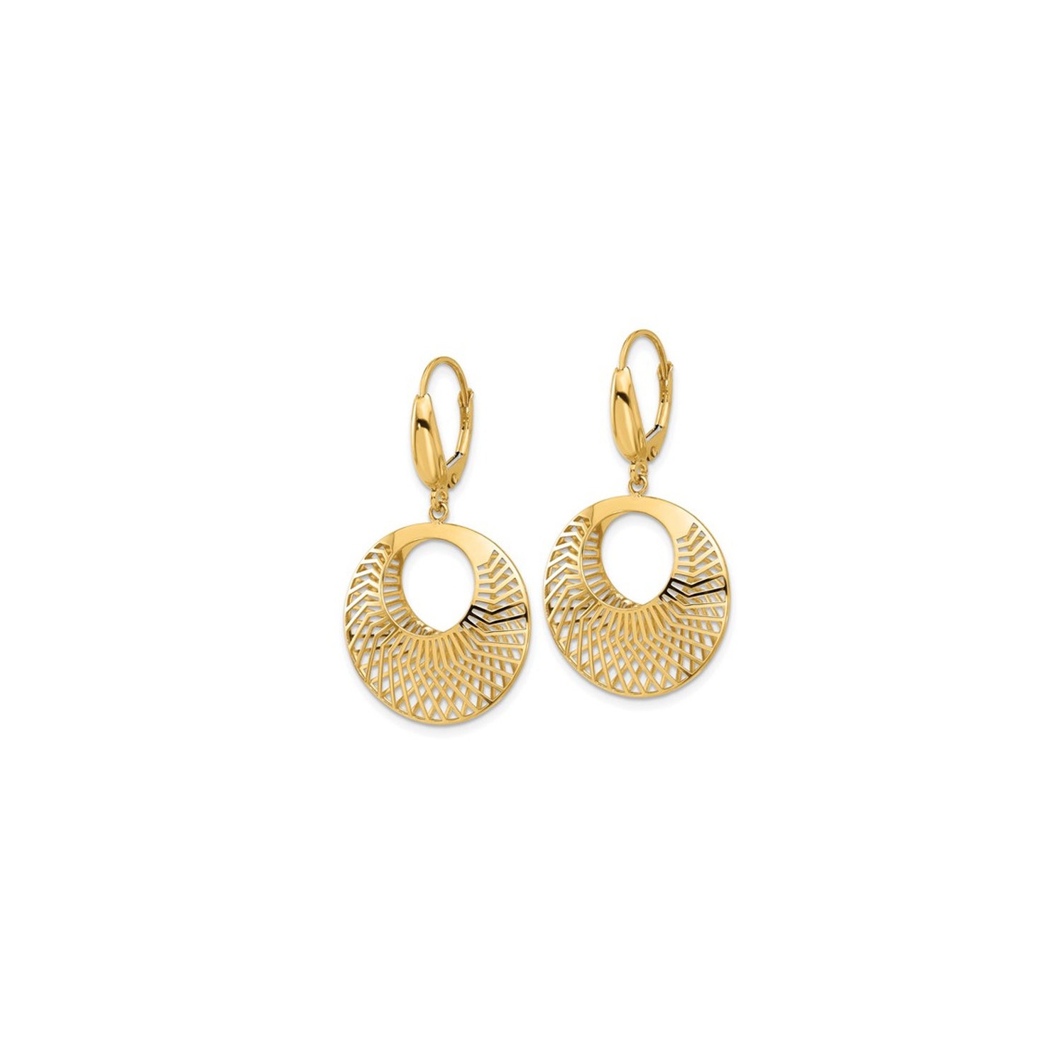 Boucles d'oreilles en ornée polies en or jaune 14K