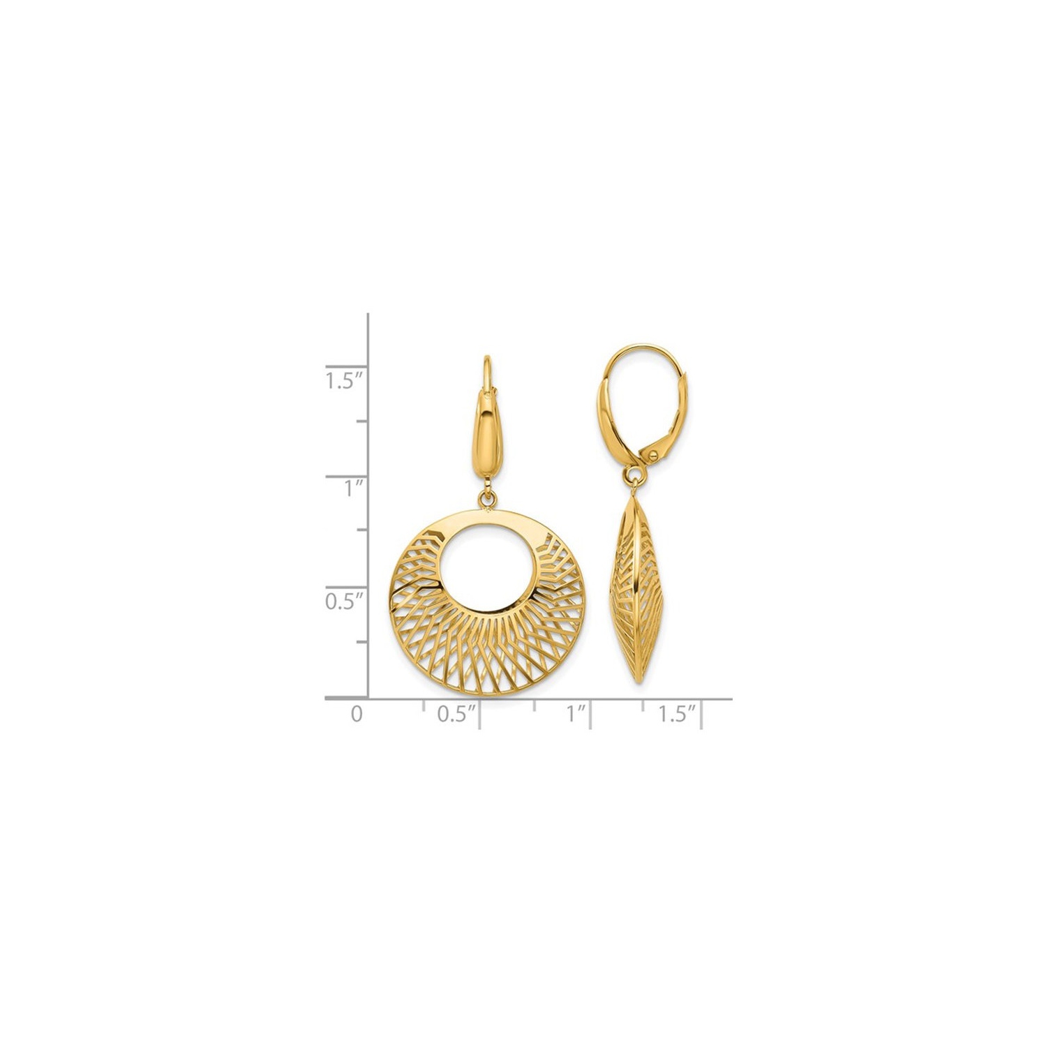 Boucles d'oreilles en ornée polies en or jaune 14K