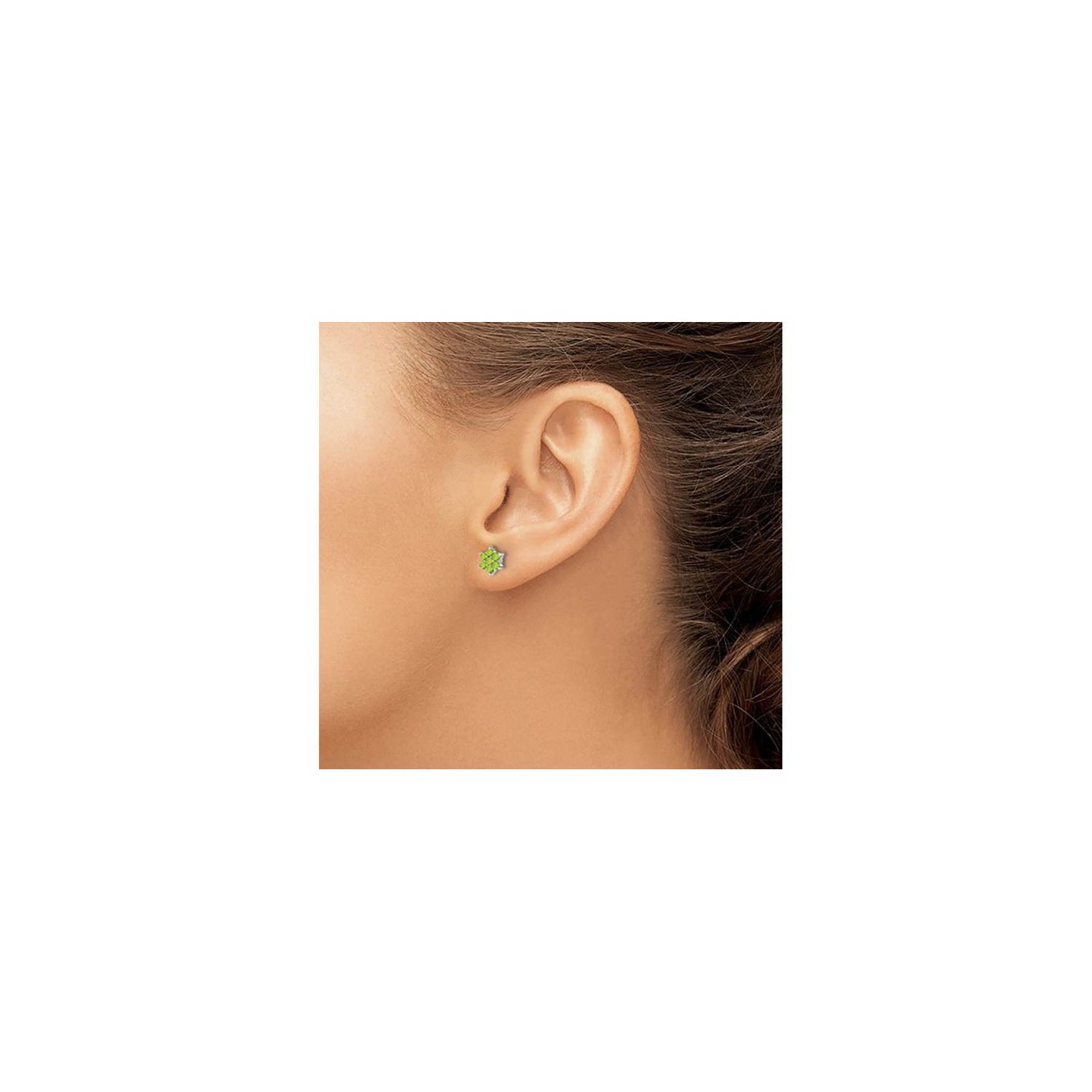 1,15 carats boucles d'oreilles à bouton de fleur péridot