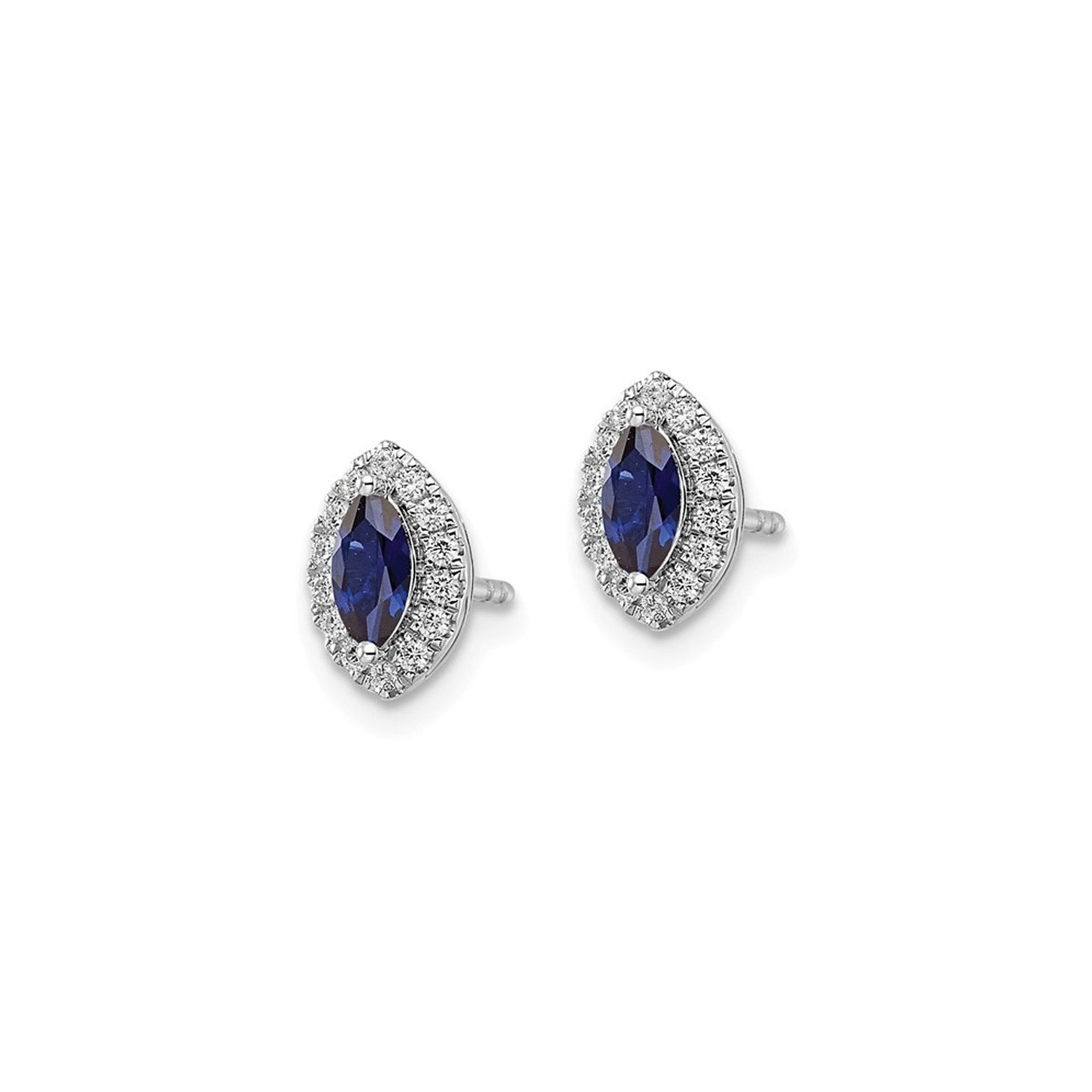 7/10 Carat Lab-Created Blue Sapphire Halo Earrings in 14K White Gold Earrings with Lab-Grown Diamonds