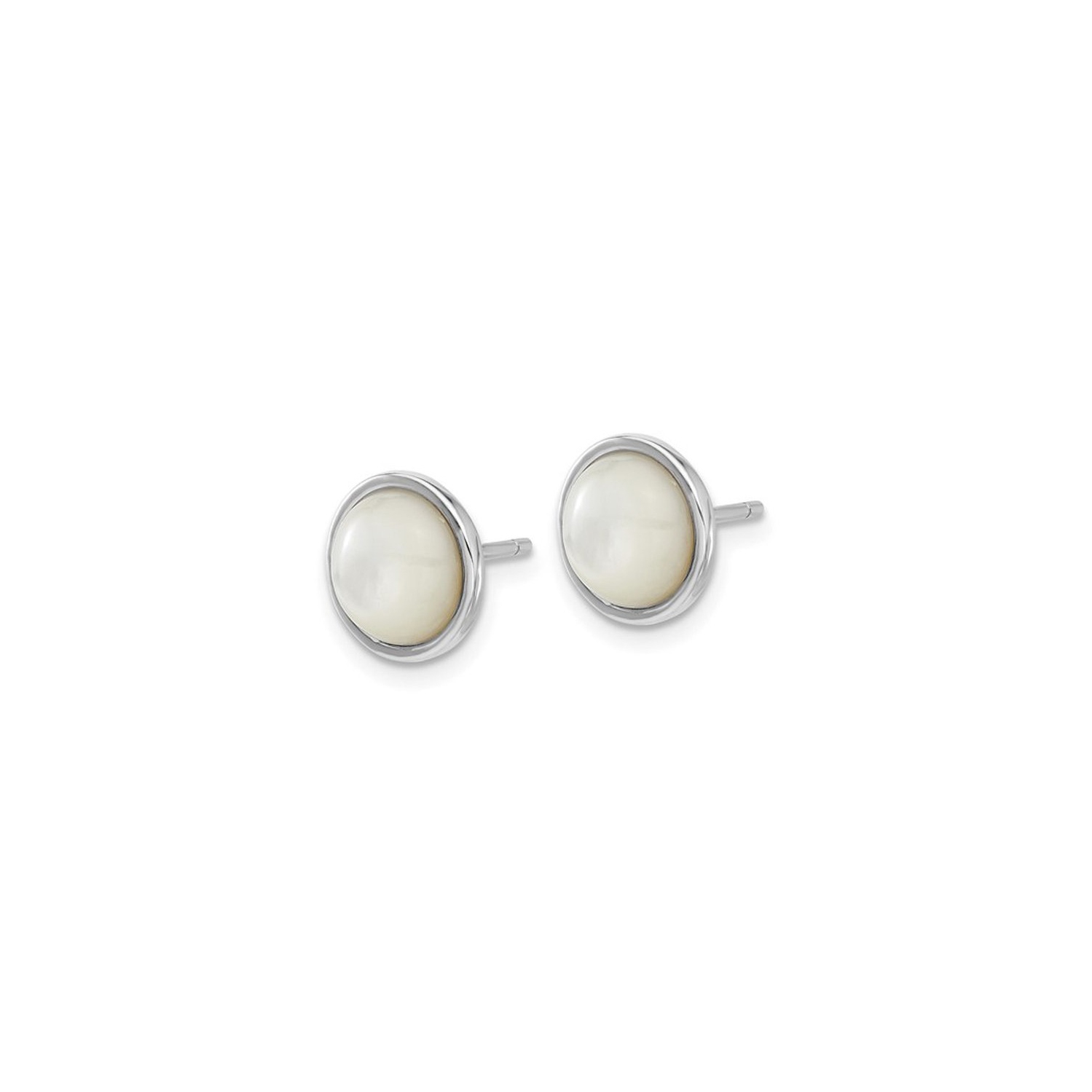 Boucles d'oreilles White Mother of Pearl Cabochon en argent sterling