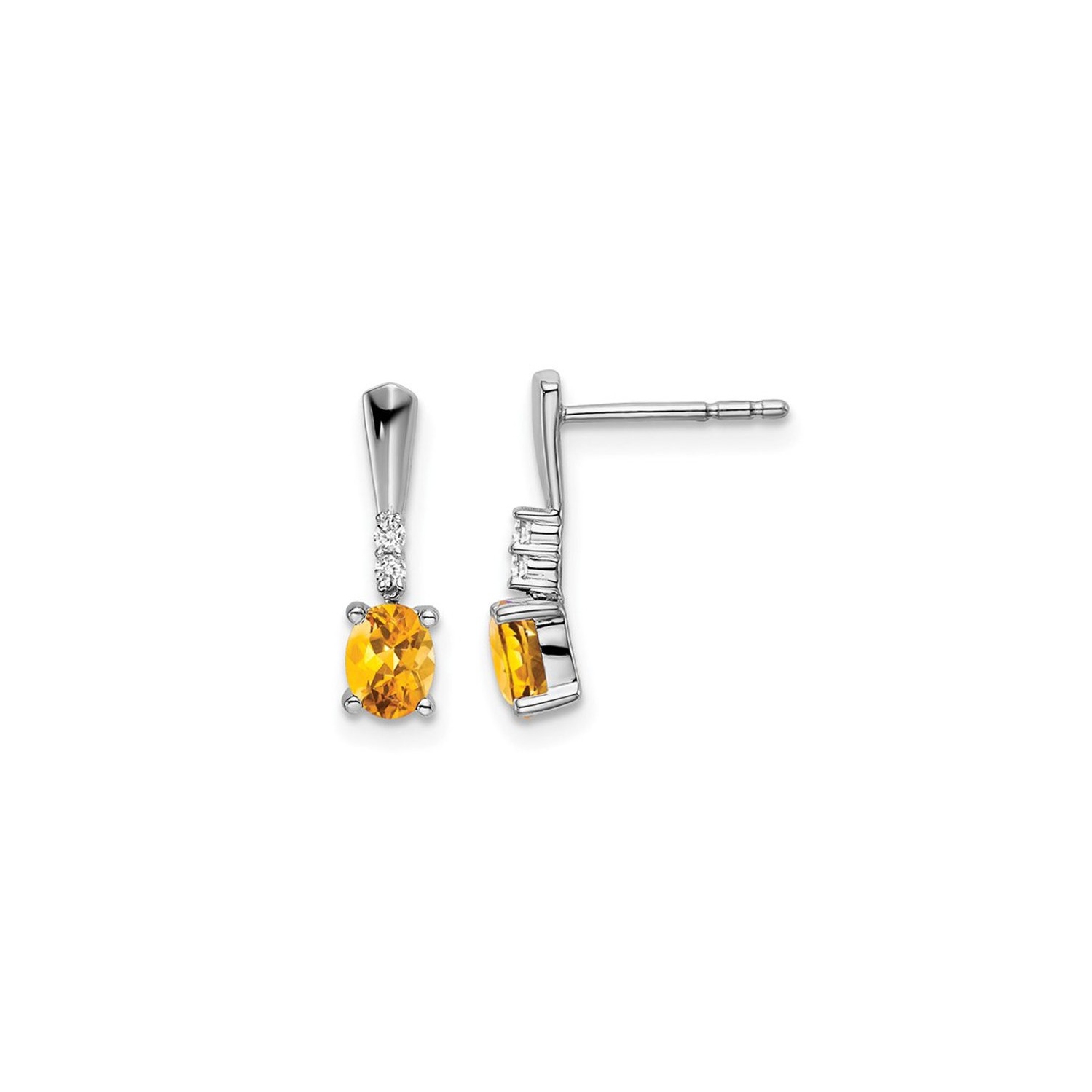 7/10 carat Boucles d'oreilles en citrine jaune en or blanc 14K