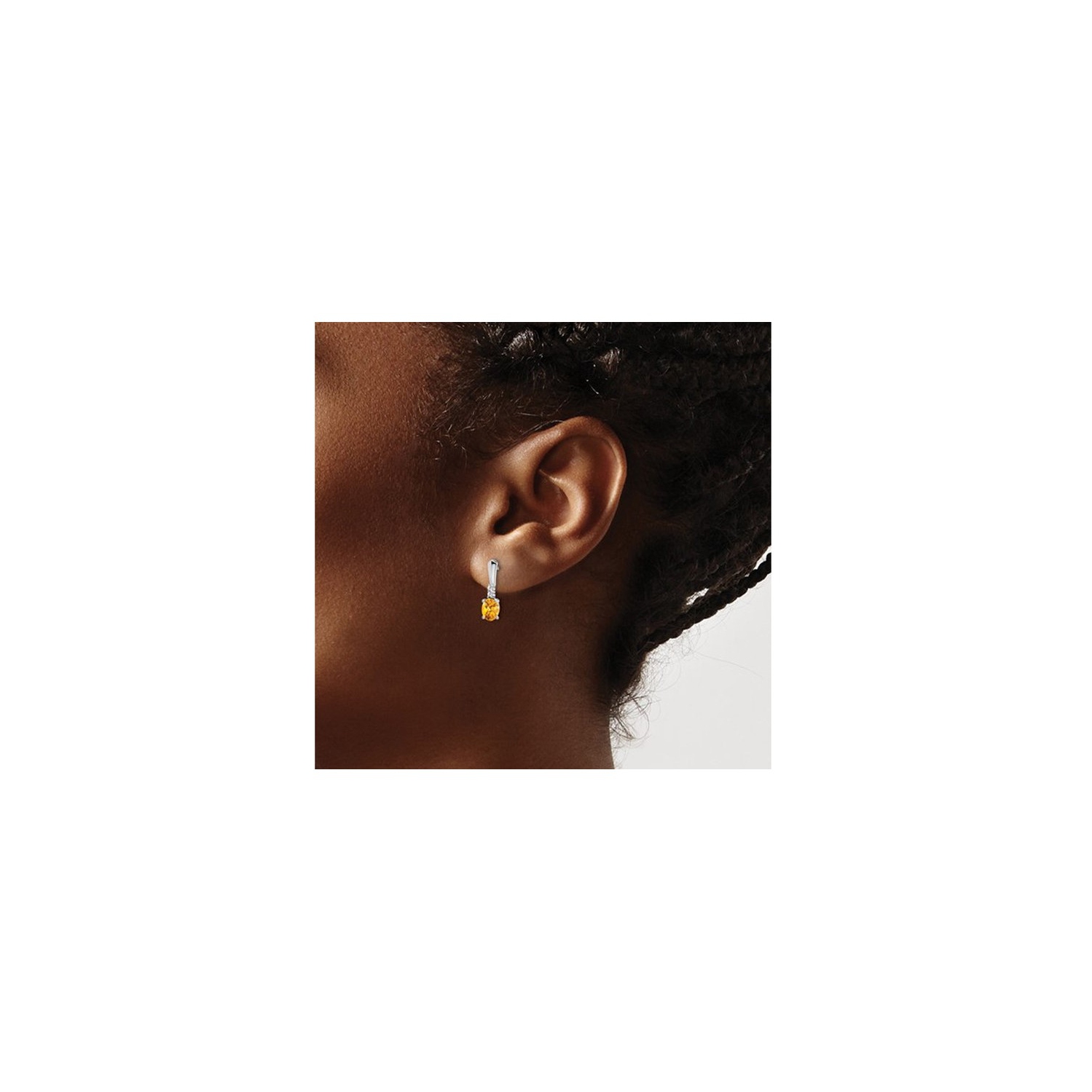 7/10 carat Boucles d'oreilles en citrine jaune en or blanc 14K