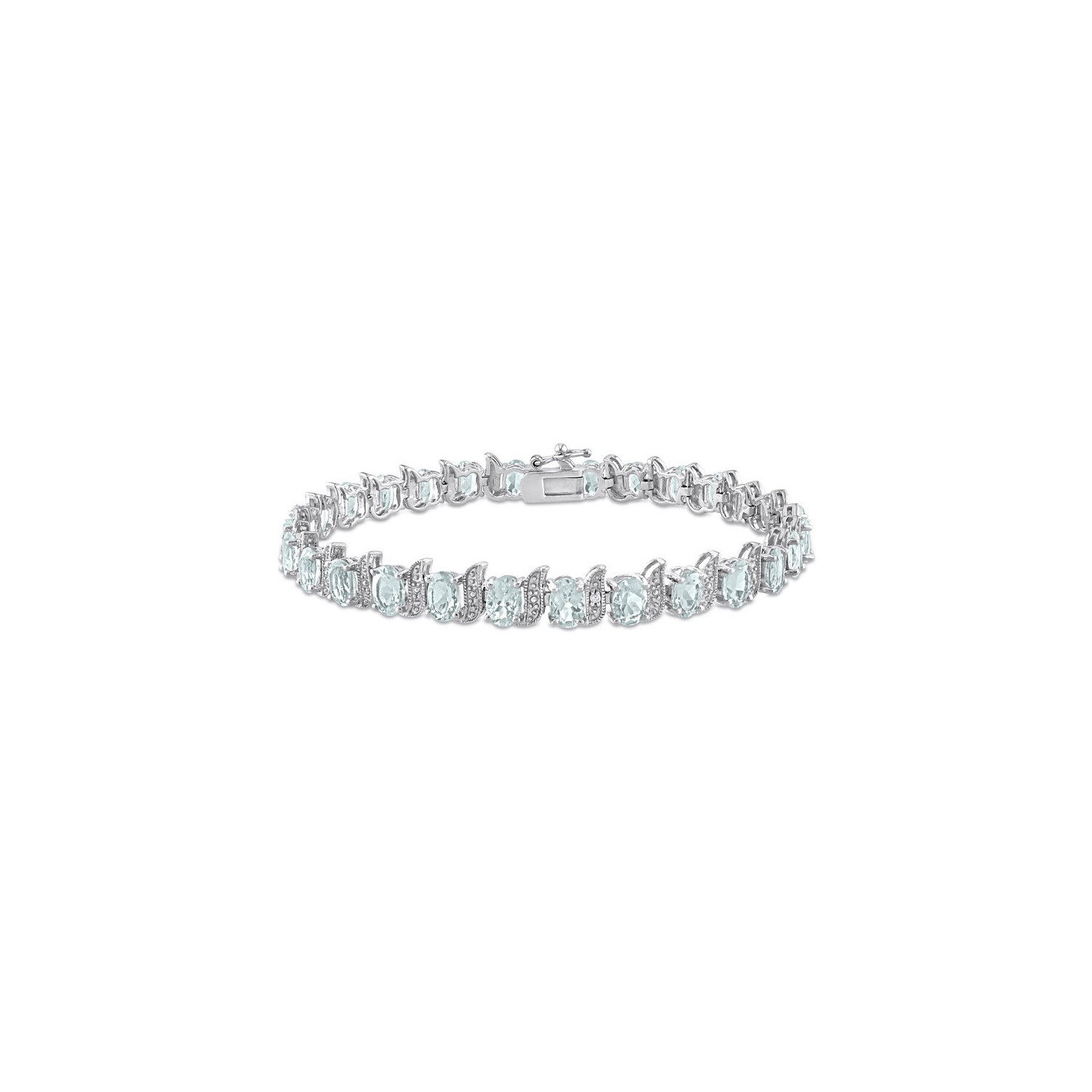 11h00 Carat Bracelet aigue-marine en argent sterling avec des diamants d'accent (8 pouces)