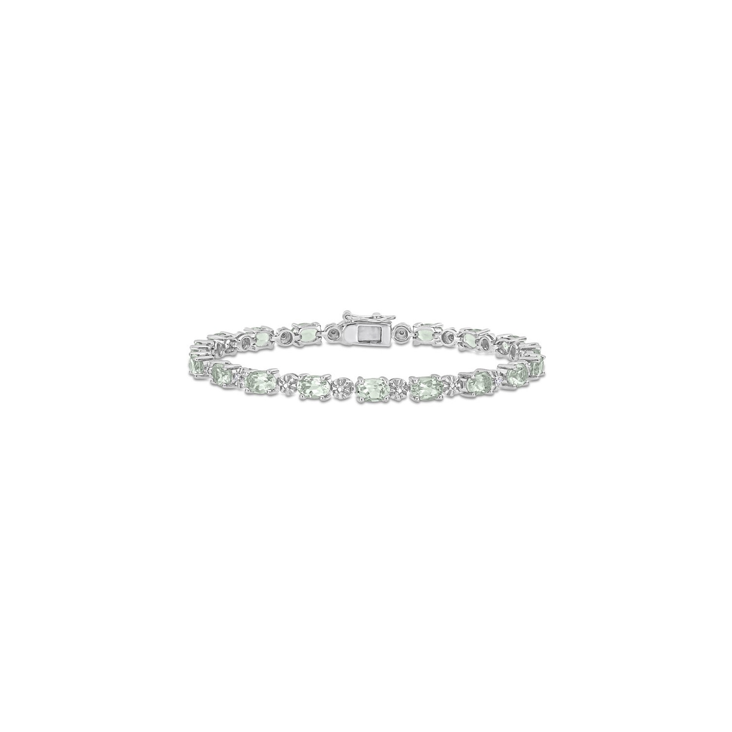 7,35 carats Bracelet de quartz vert en argent sterling avec accent de diamant (7 pouces)