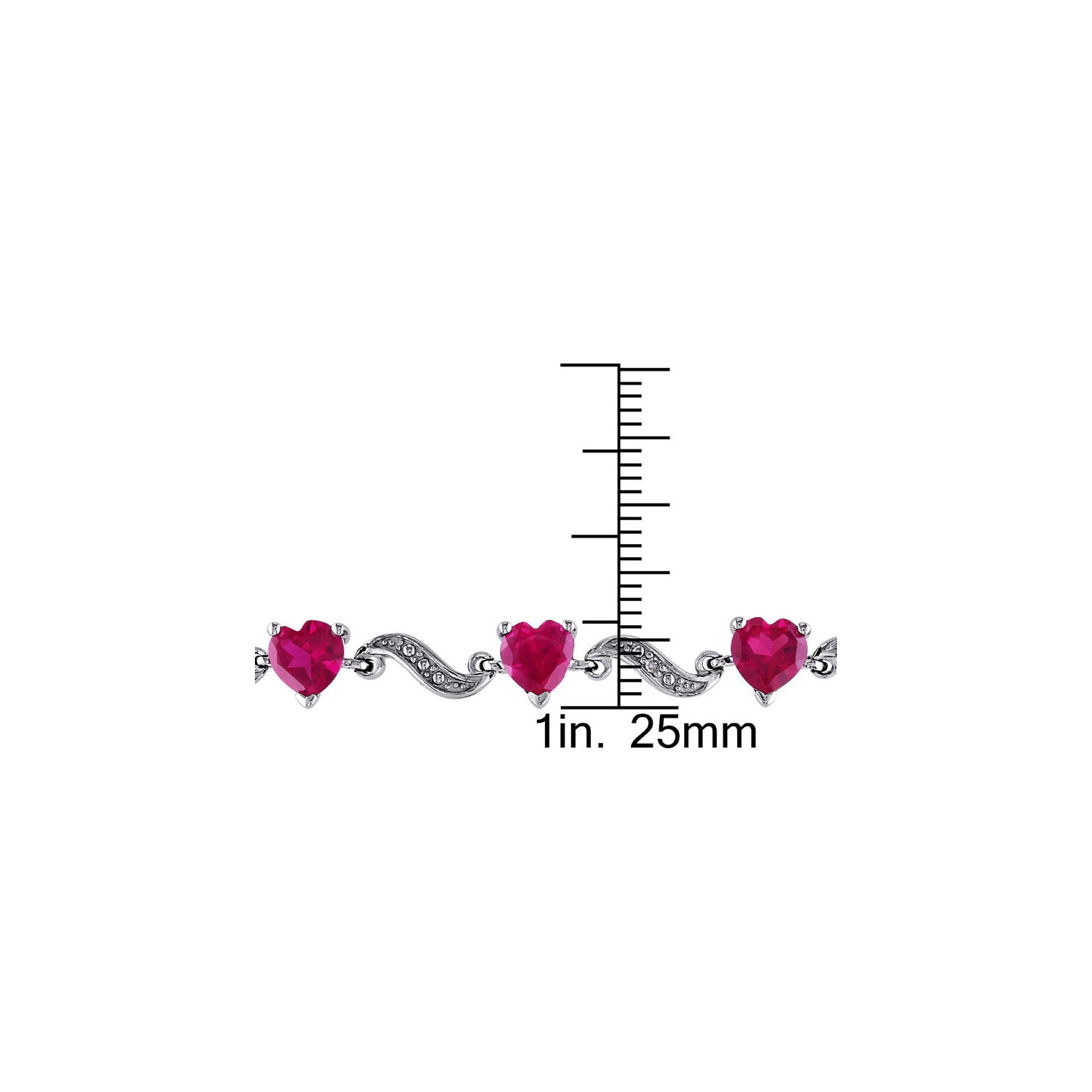 9.10 Carat Bracelet de c?ôur Ruby cr???? en laboratoire en argent sterling (7 pouces)