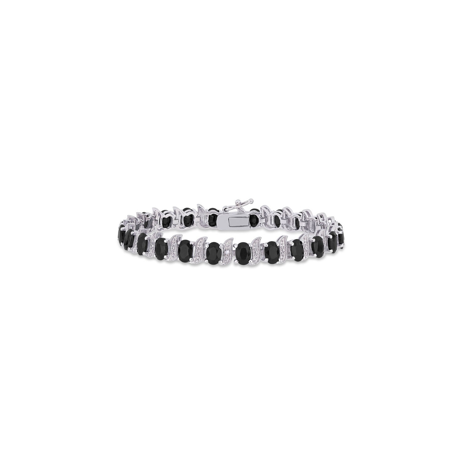 14,75 Carat Bracelet saphir noir en argent sterling (7 pouces)
