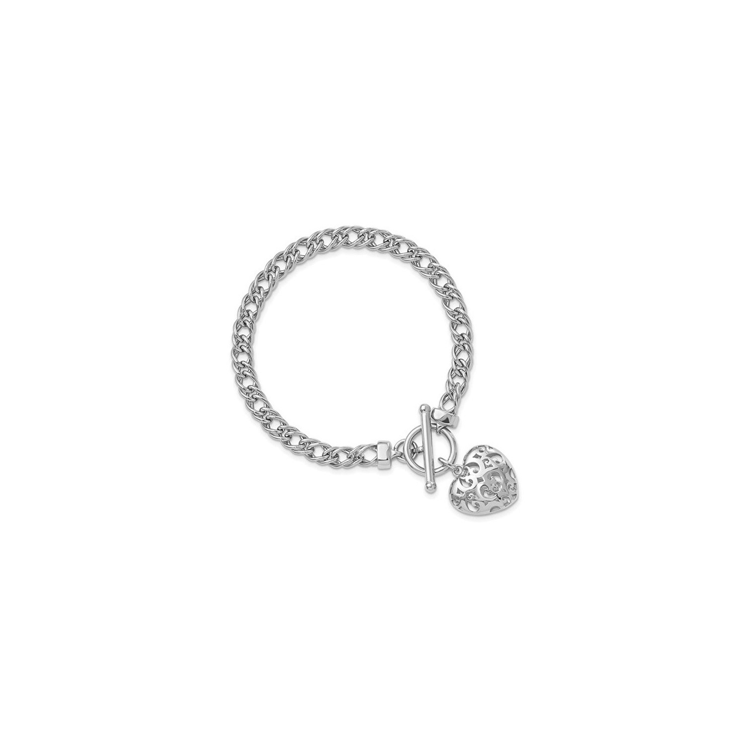 Bracelet ?á charme de panier ?á c?ôur en argent sterling en argent sterling