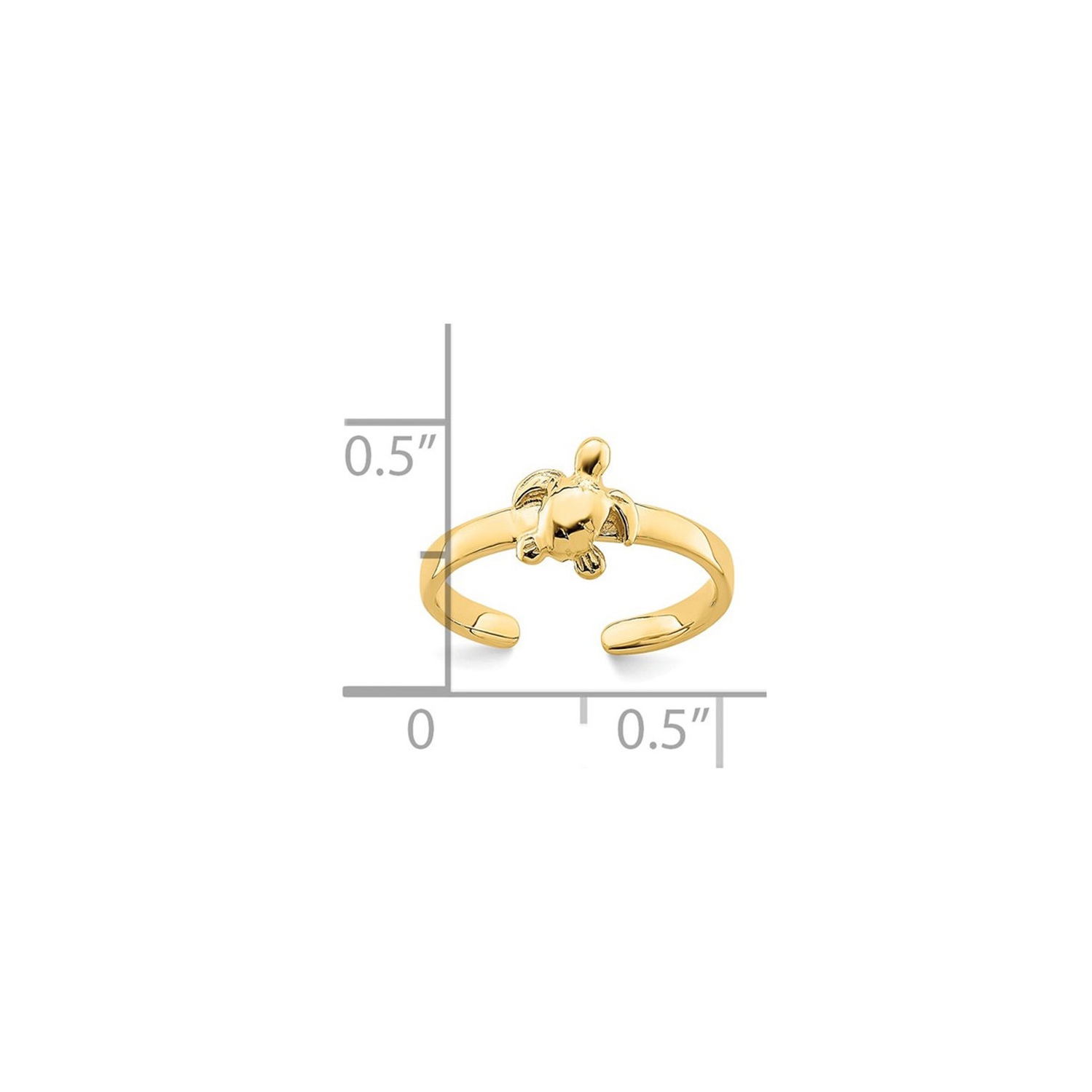 14K Yellow Gold Sea Turtle Toe Ring
