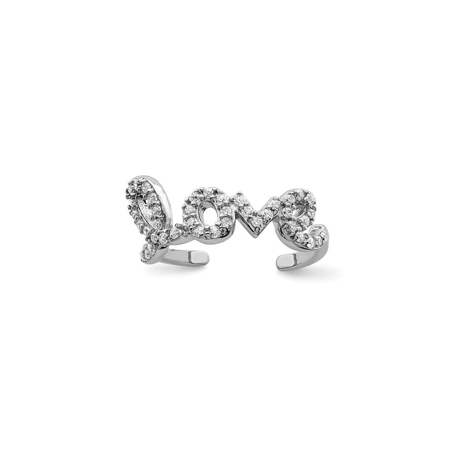 Anneau d'orteil d'amour en argent sterling avec zircone cubique synth??tique S