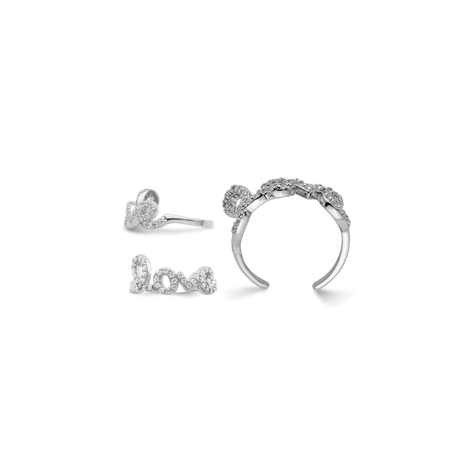 Anneau d'orteil d'amour en argent sterling avec zircone cubique synth??tique S