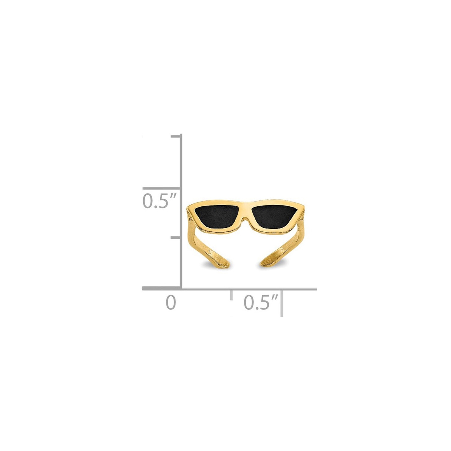14K Yellow Gold Sunglasses with Black Enamel Toe Ring