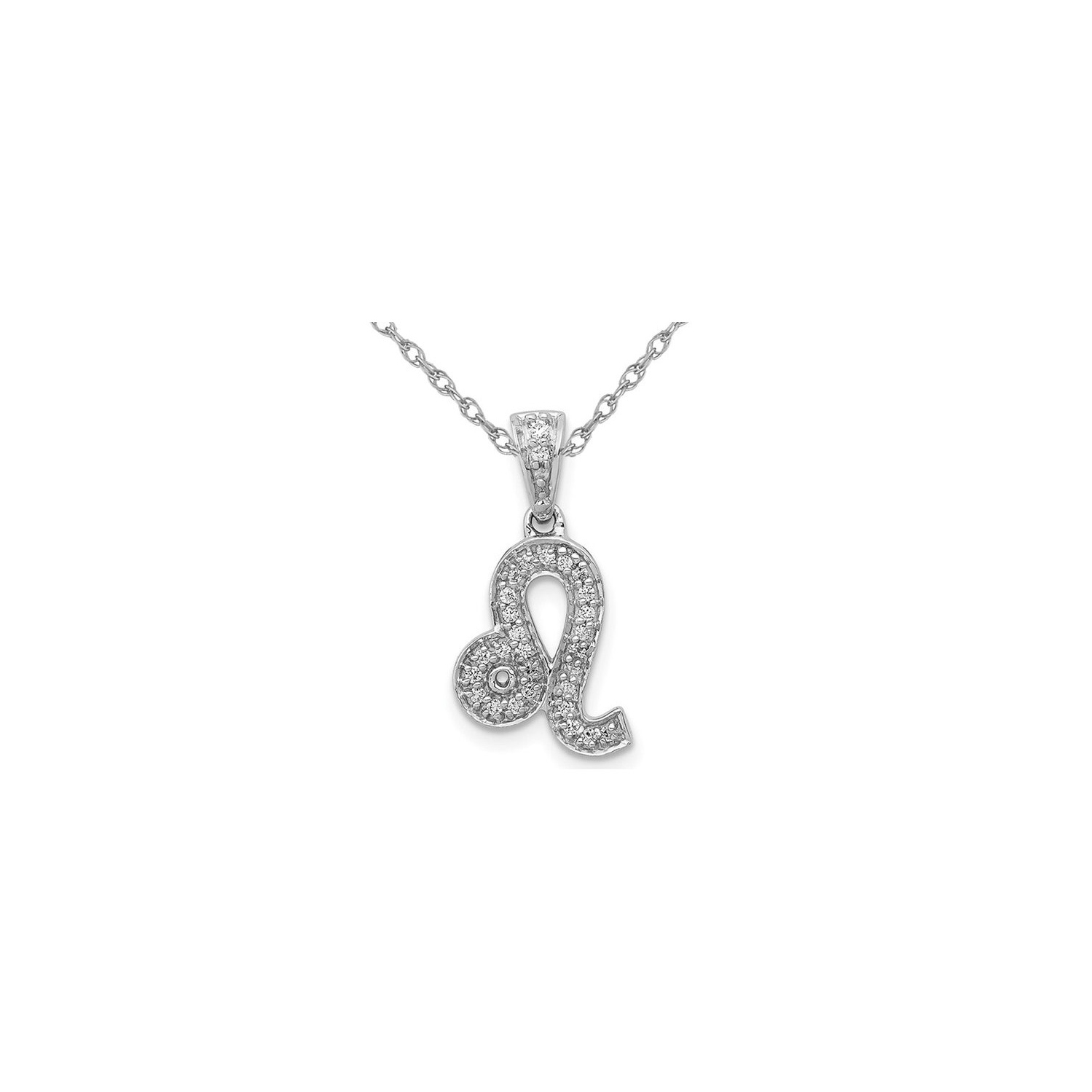 1/8 carat Diamond Leo Charm Zodiac Astrology Pendant Collier en or blanc 14K avec chaîne