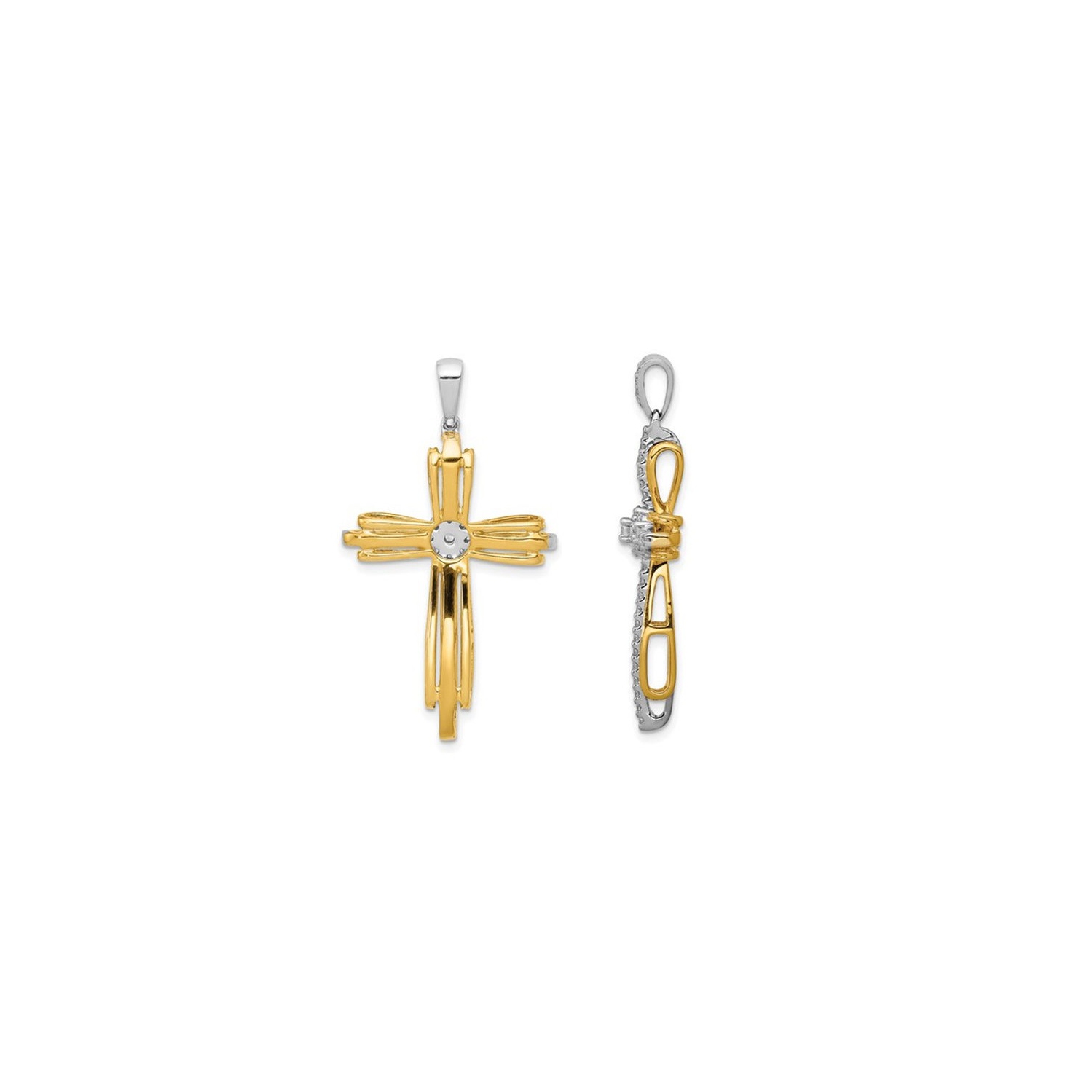 1/3 Carat Diamond Passion Cross Pendant Necklace in 14K Yellow Gold with Chain
