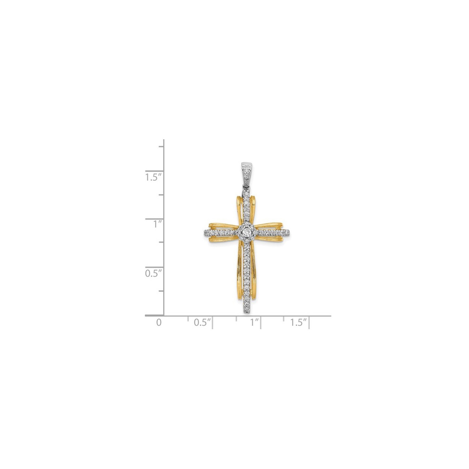 1/3 Carat Diamond Passion Cross Pendant Necklace in 14K Yellow Gold with Chain