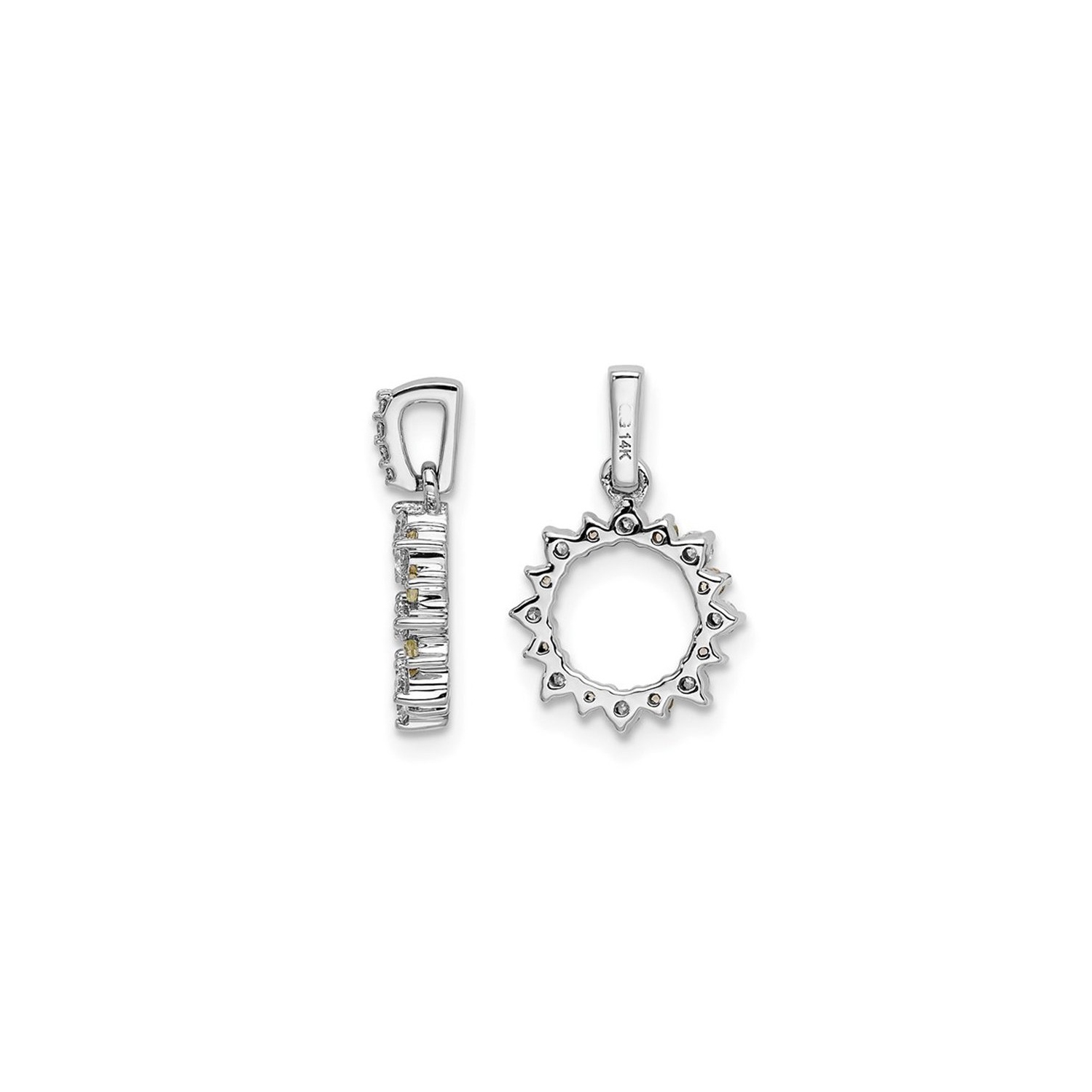 1/12 carat Collier pendentif cercle péridot en or blanc 14 carats avec diamants