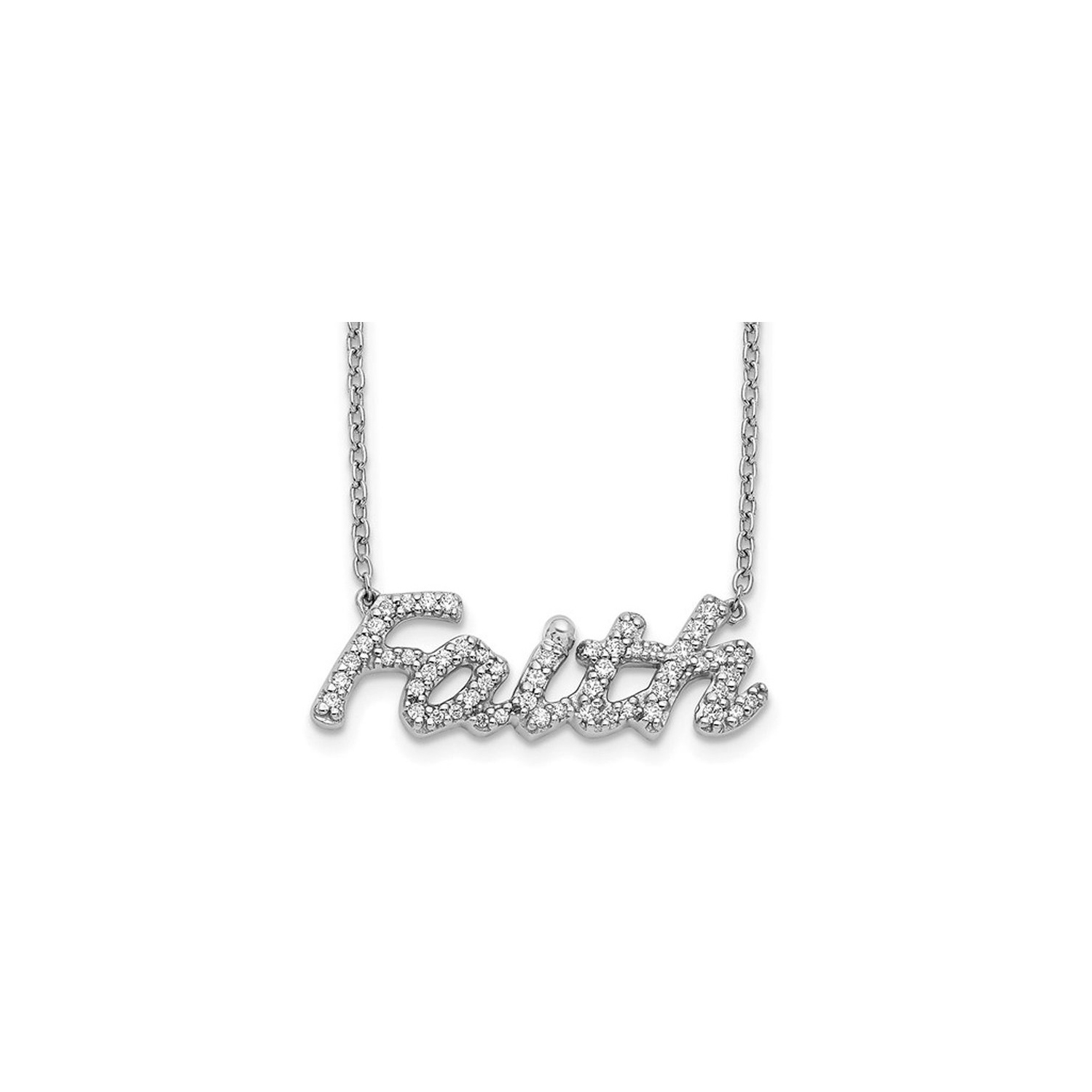 1/4 carat Diamond Faith Charm Pendant Collier en or blanc 14K avec chaîne