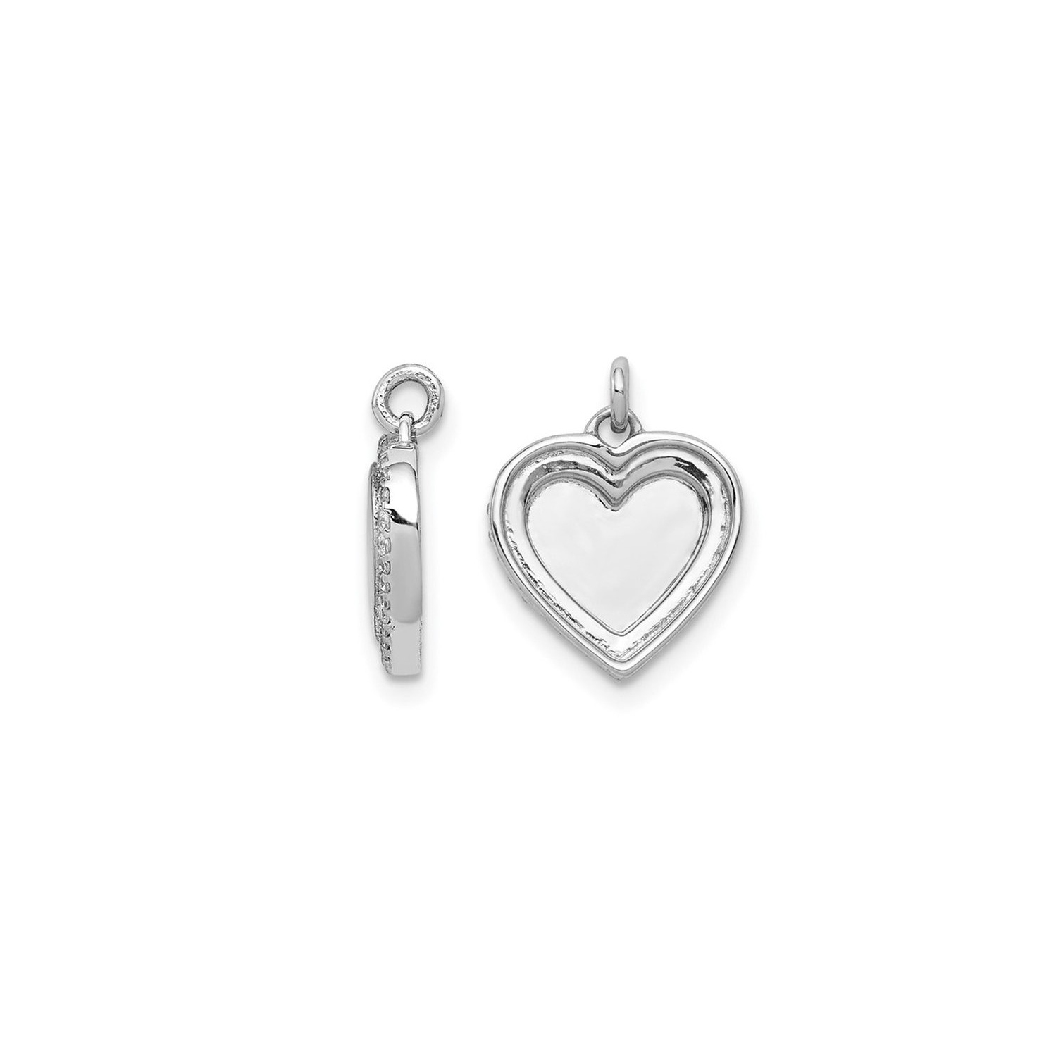 1/10 carat Collier pendentif coeur poli en diamant en or blanc 14 carats avec chaîne