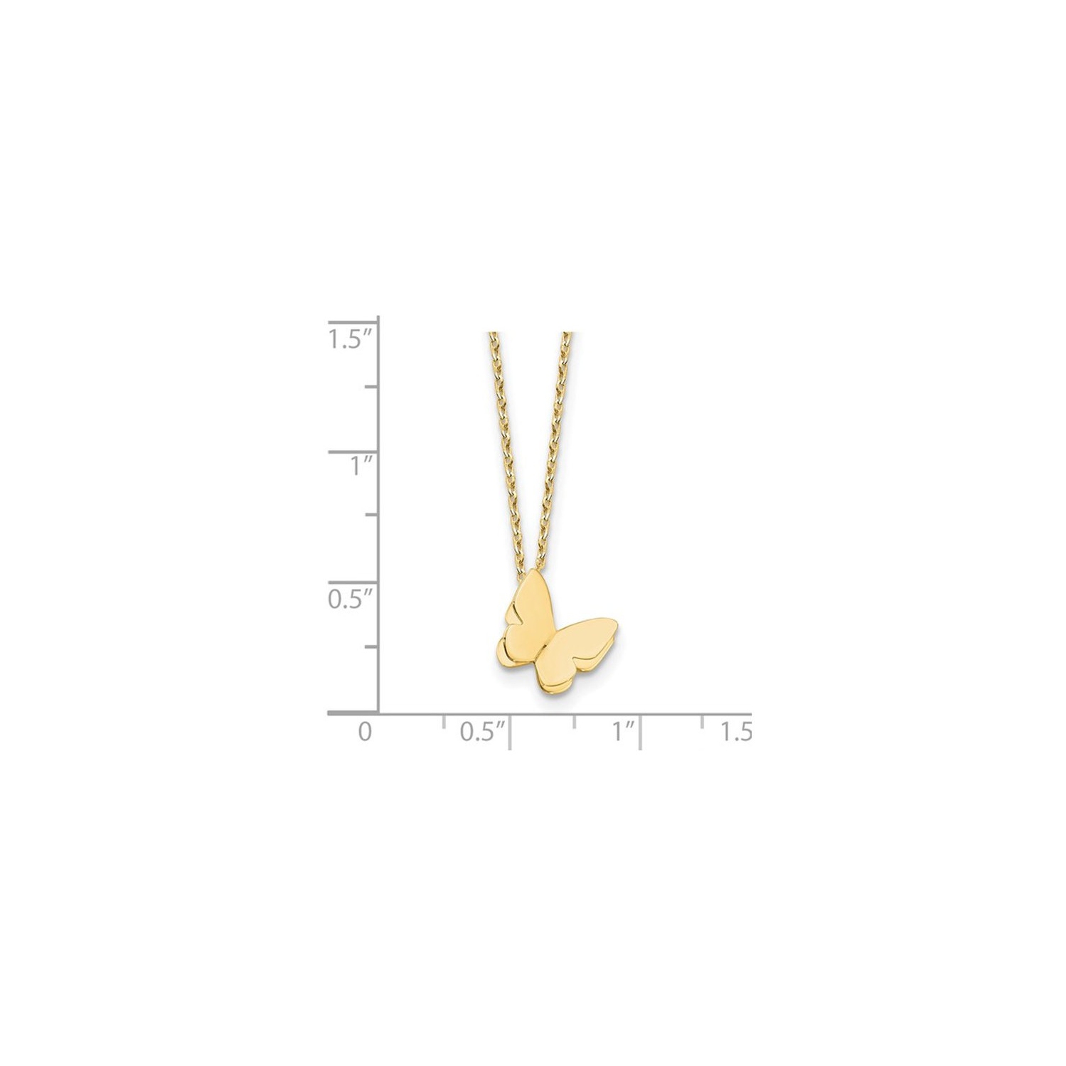 Collier pendentif à charme de papillon poli en or jaune 14K avec chaîne