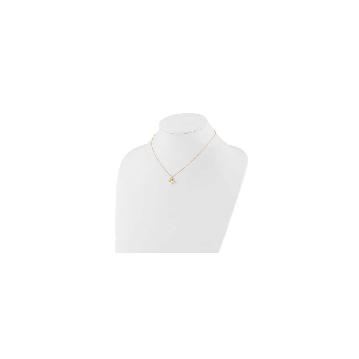 Collier pendentif à charme de papillon poli en or jaune 14K avec chaîne