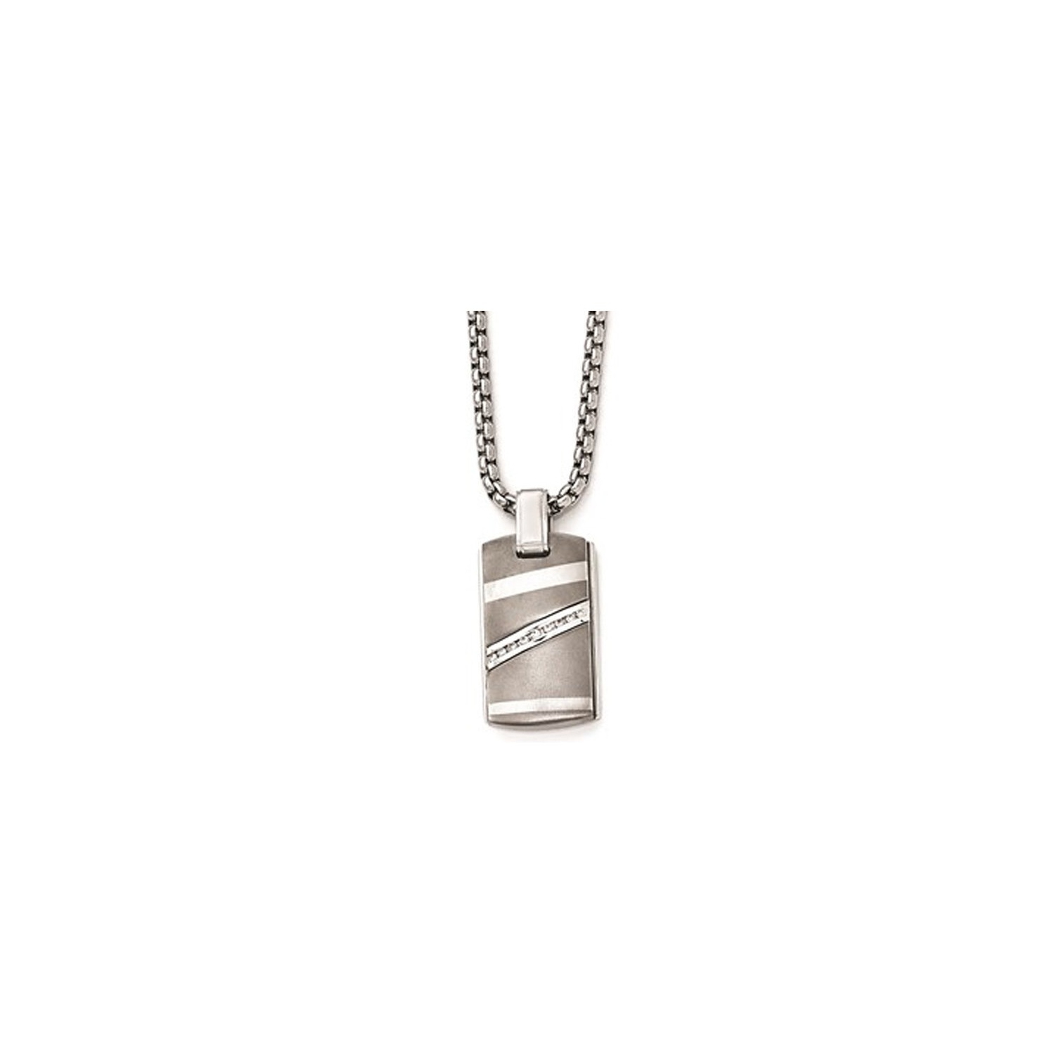 Mens Titanium Necklace with Diamond 1/6 carat and Chain (20 Inches)