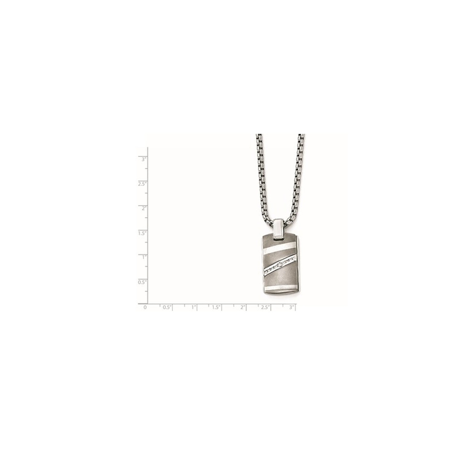Mens Titanium Necklace with Diamond 1/6 carat and Chain (20 Inches)