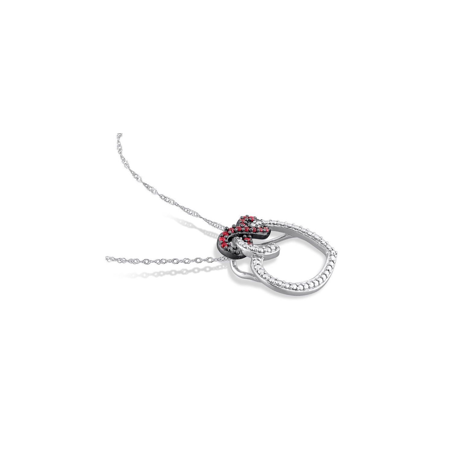 1/6 Carat Ruby Heart Infinity Pendant Necklace in 10K White Gold with Chain