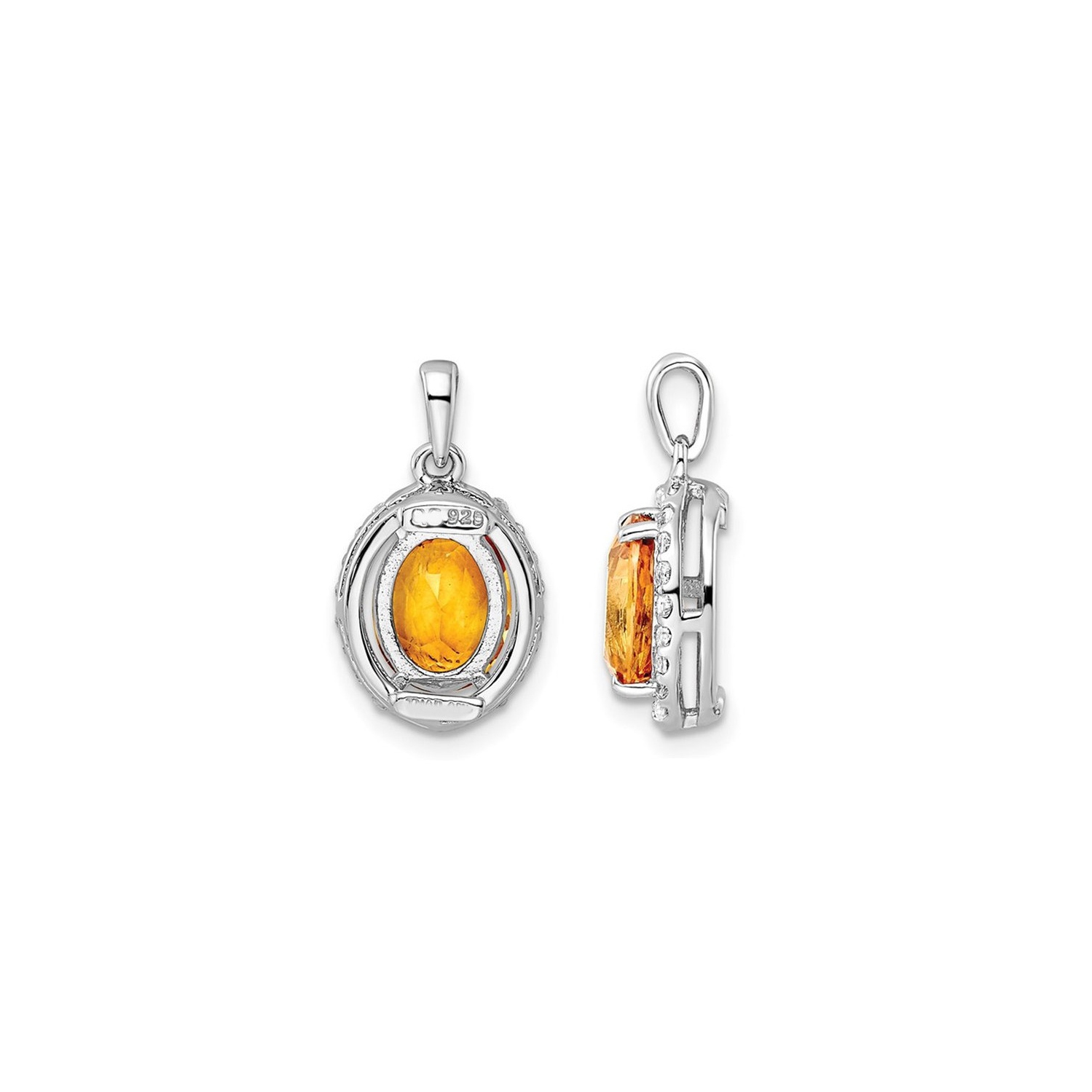 1,80 carat Collier pendentif topaze citrine et blanc en argent sterling avec cha?«ne