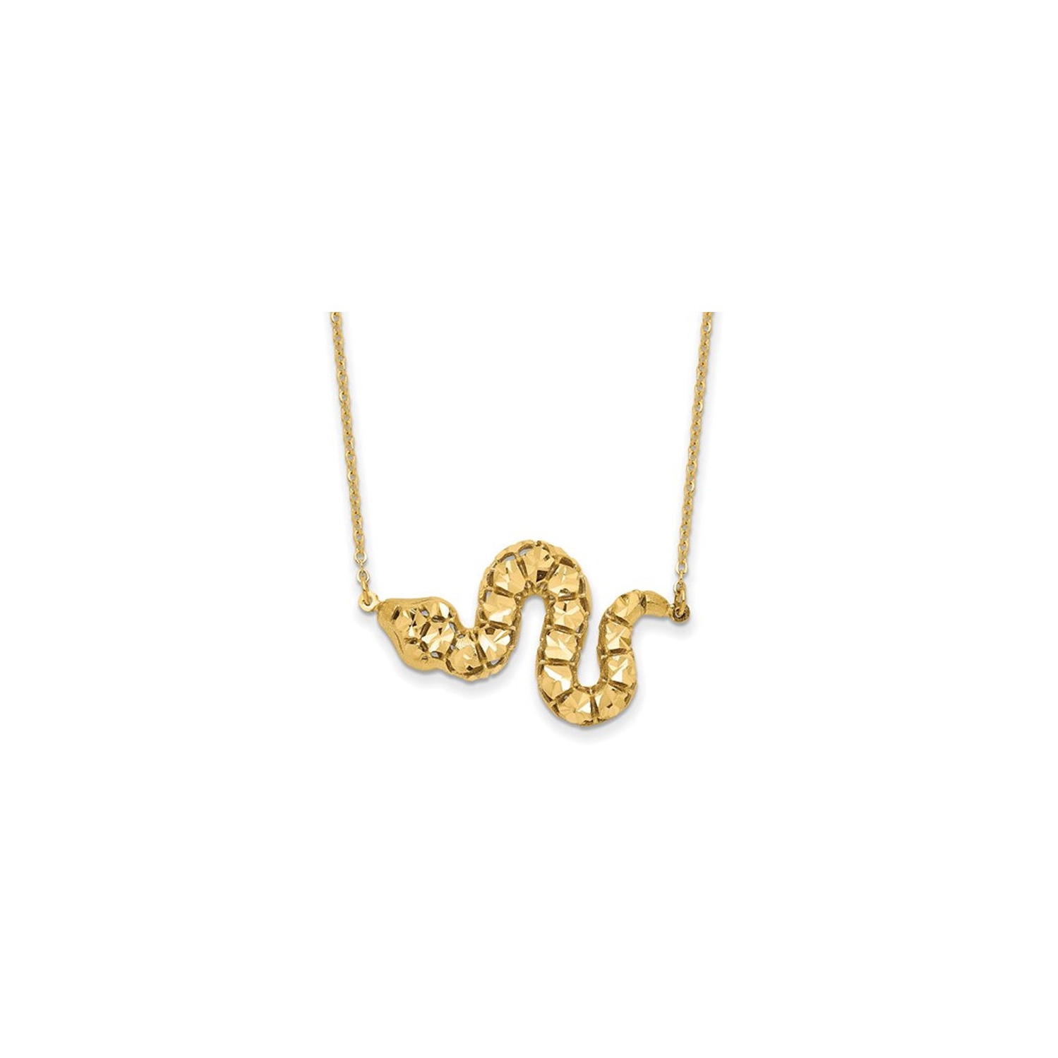 14K Yellow Gold Snake Charm Necklace Pendant with Chain