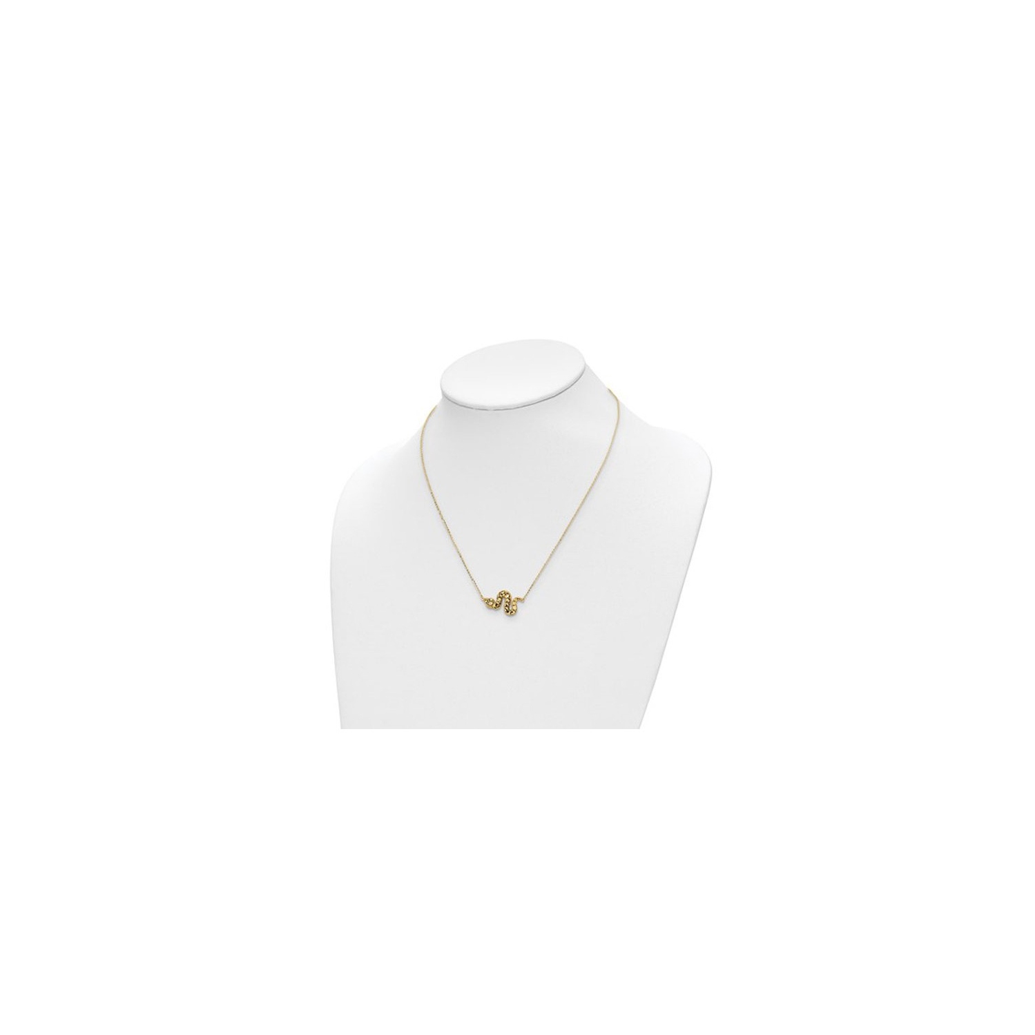 14K Yellow Gold Snake Charm Necklace Pendant with Chain