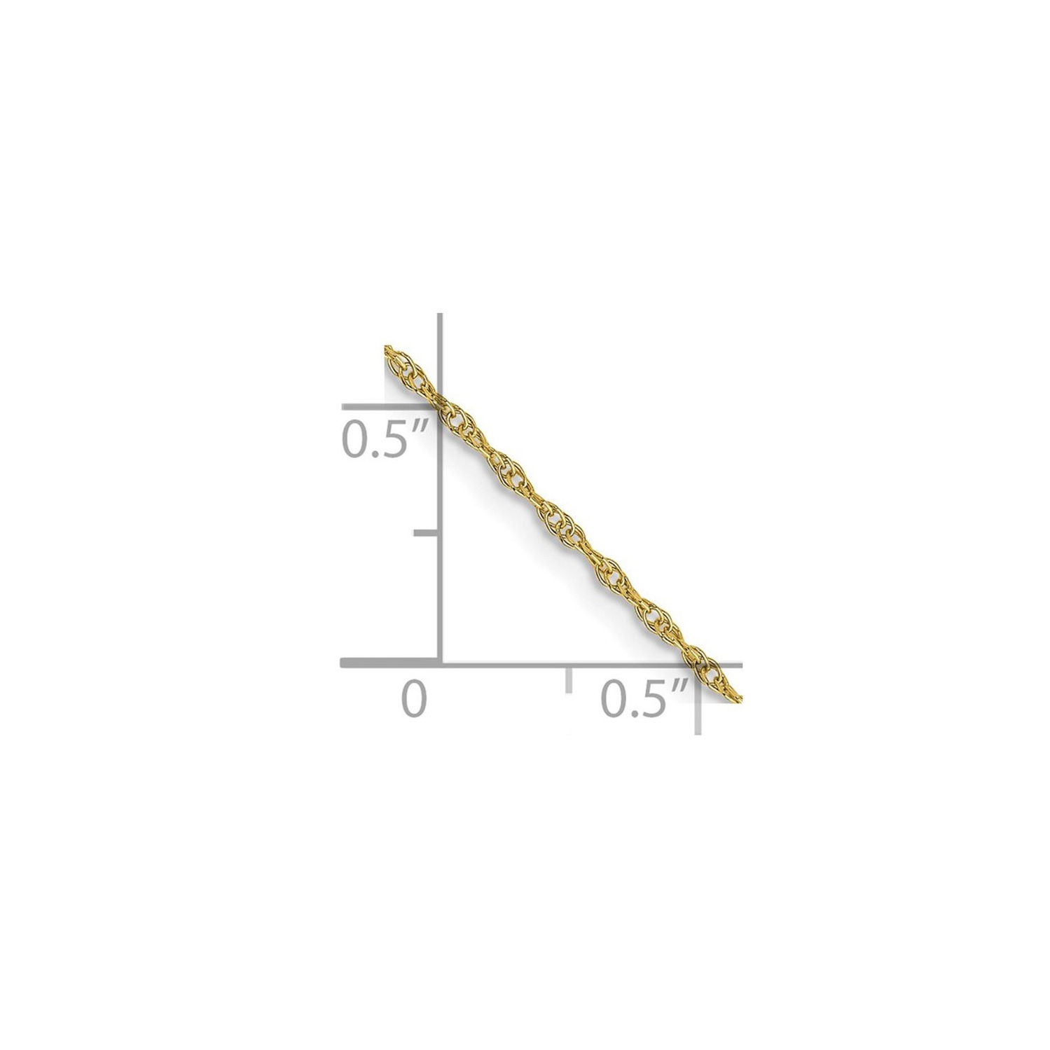 18 pouces 10 km jaune en or cardé chaîne de cordes 0,95 mm