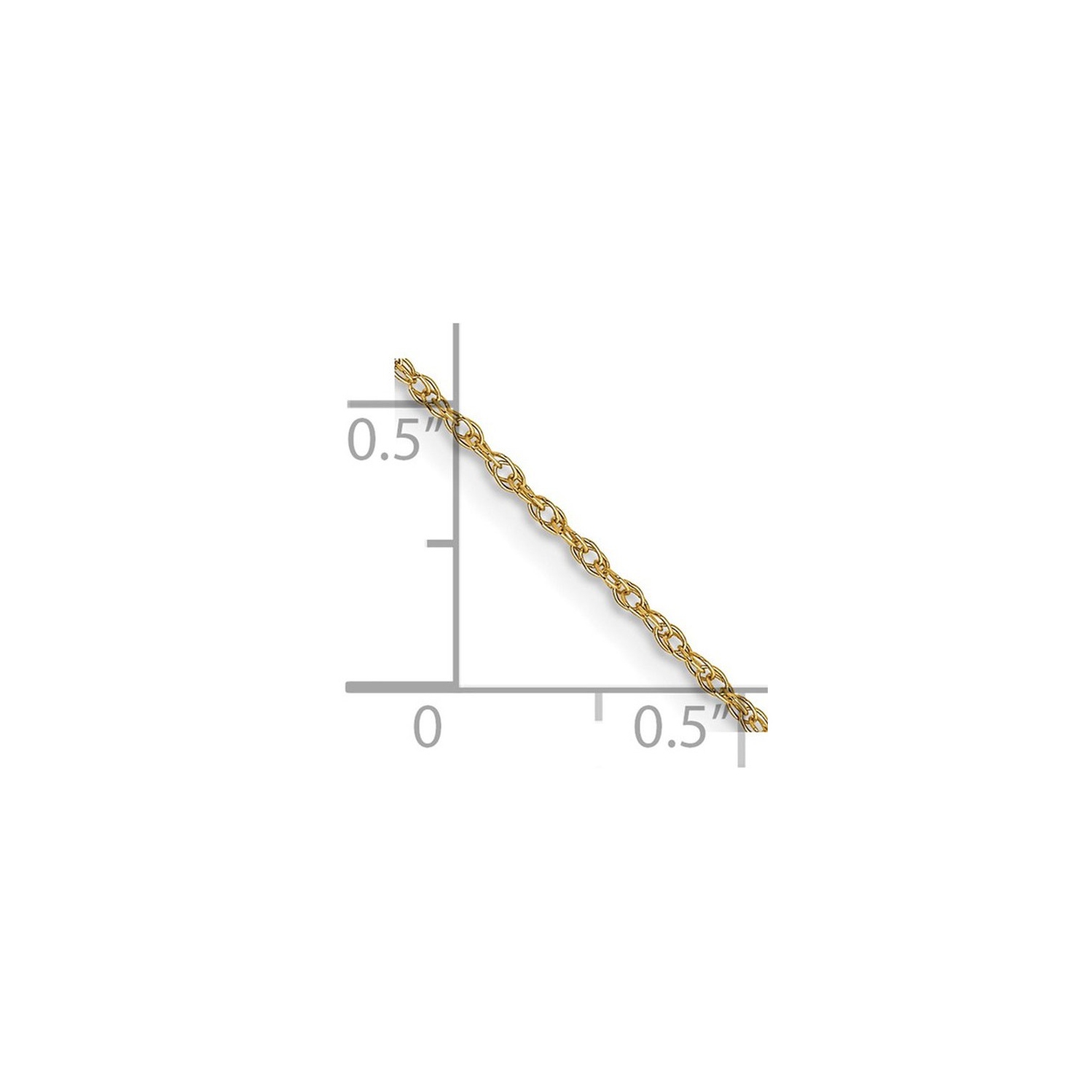 18 inches 10K Yellow Gold Carded Cable Rope Chain 0.70mm